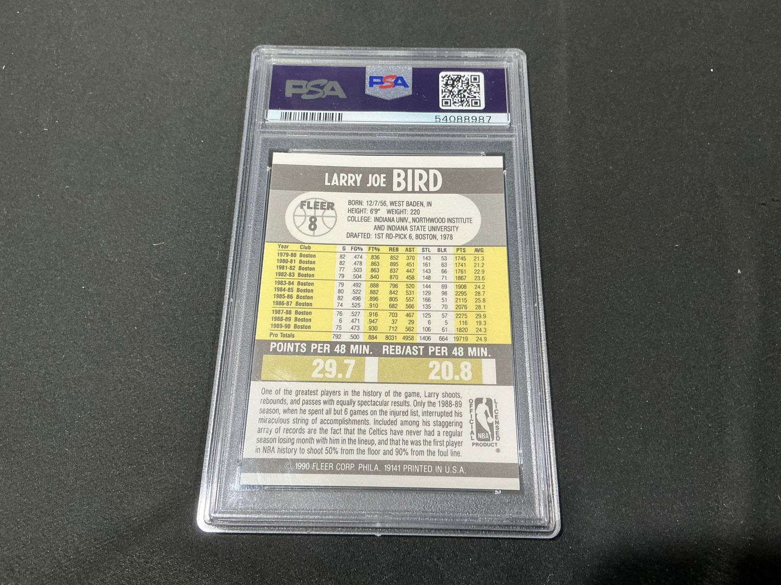 1990 Fleer Larry Bird PSA 9 - 2