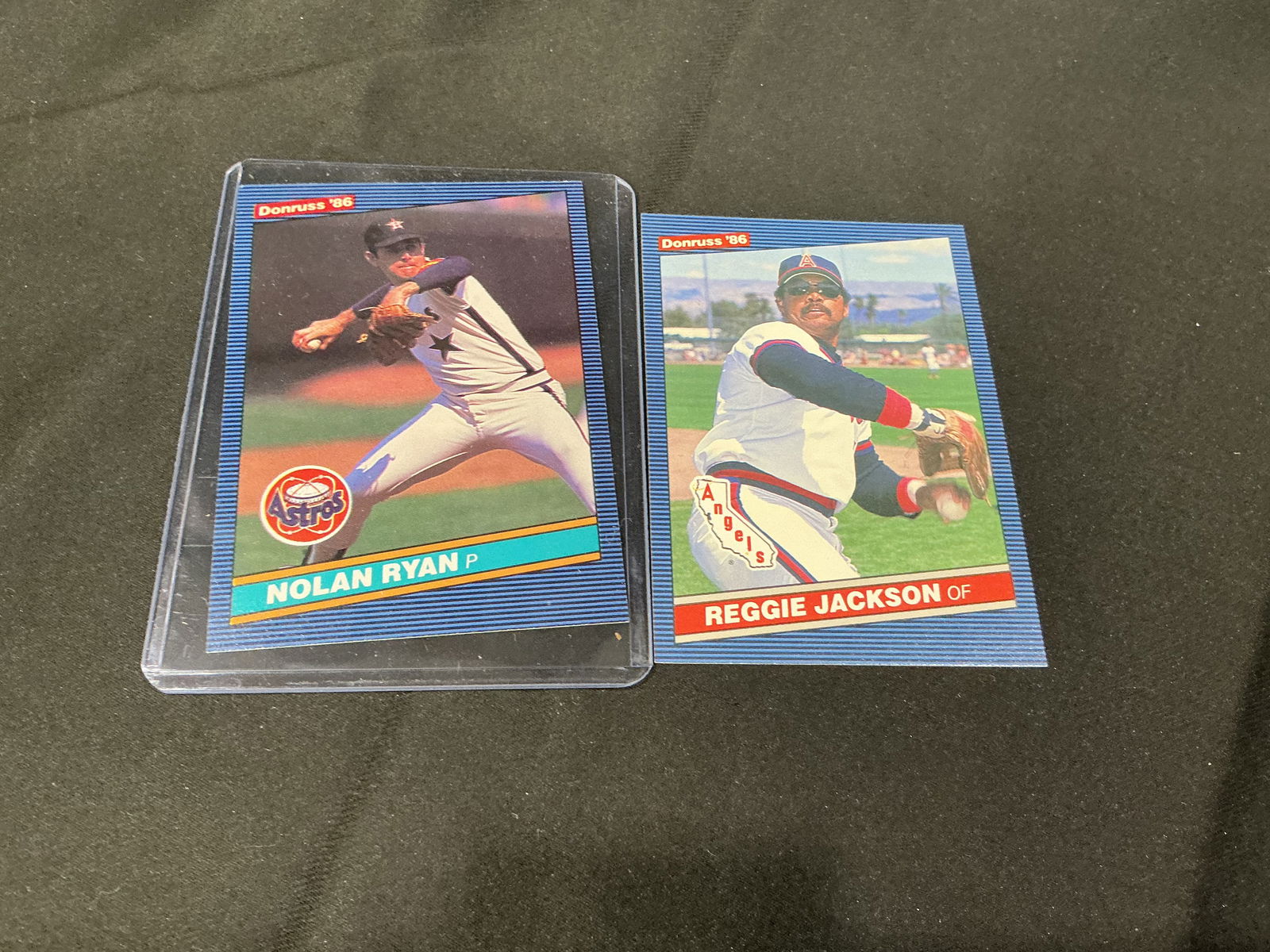 Two 1986 Donruss baseball cards - Nolan Ryan and Reggie Jackson (1 of 2)