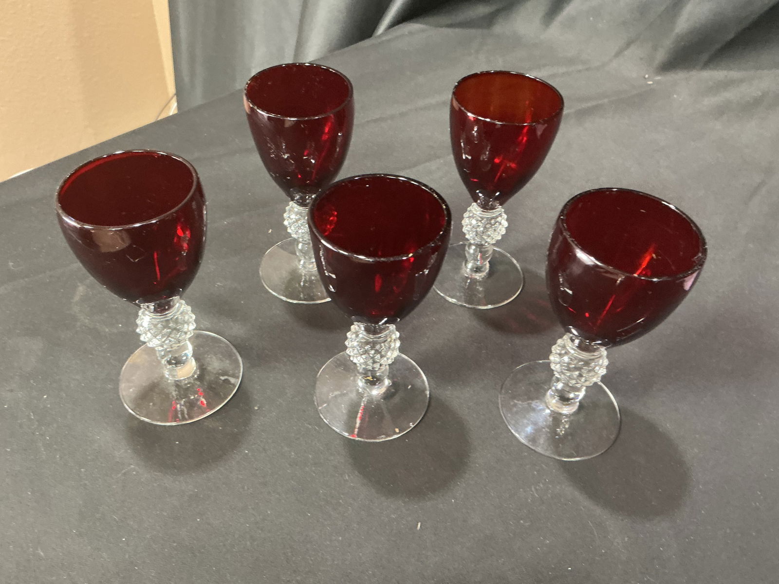 Five Ruby Red Wine Goblets (1 of 2)