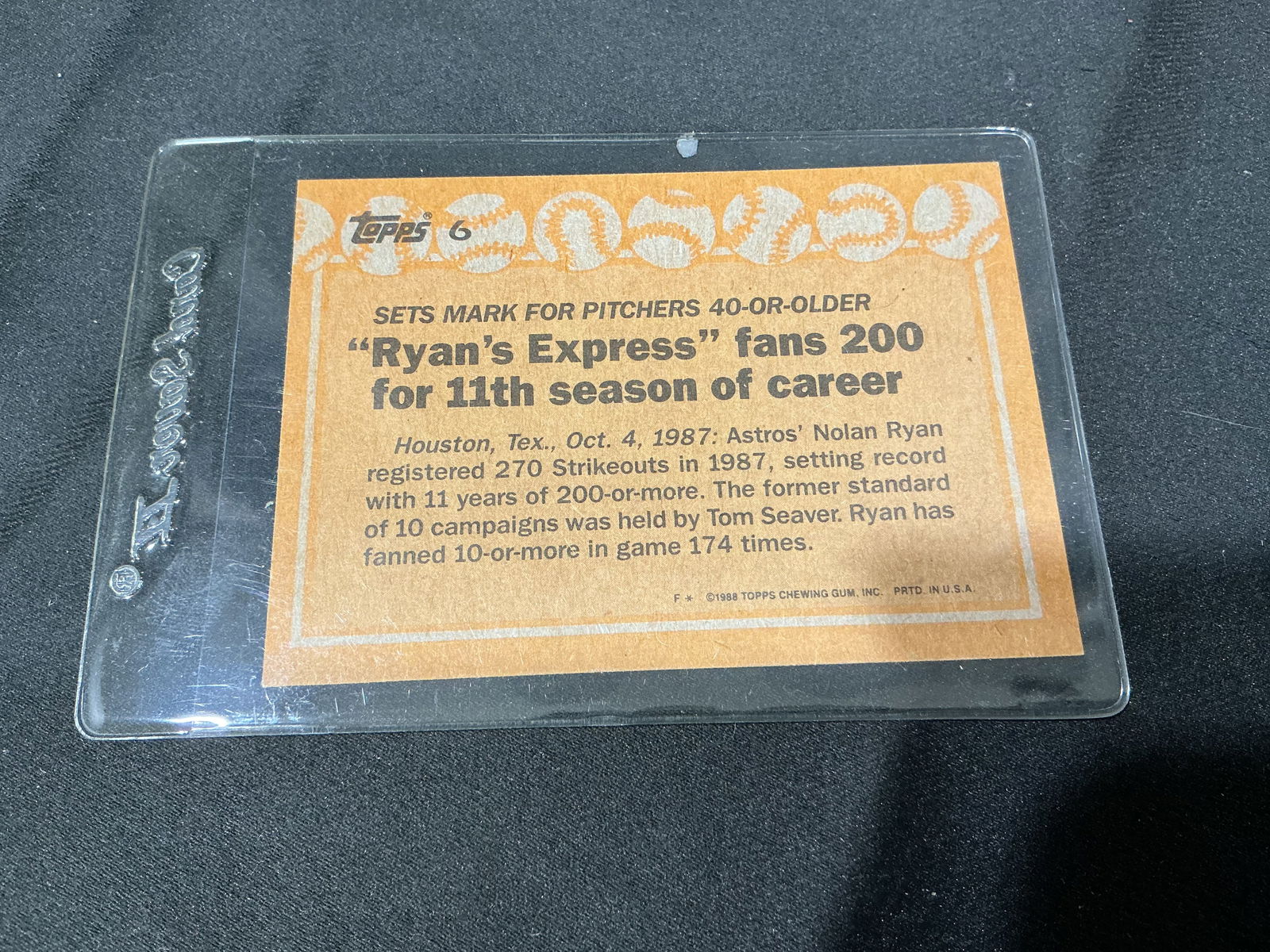 Topps Nolan Ryan Astros Card - 2