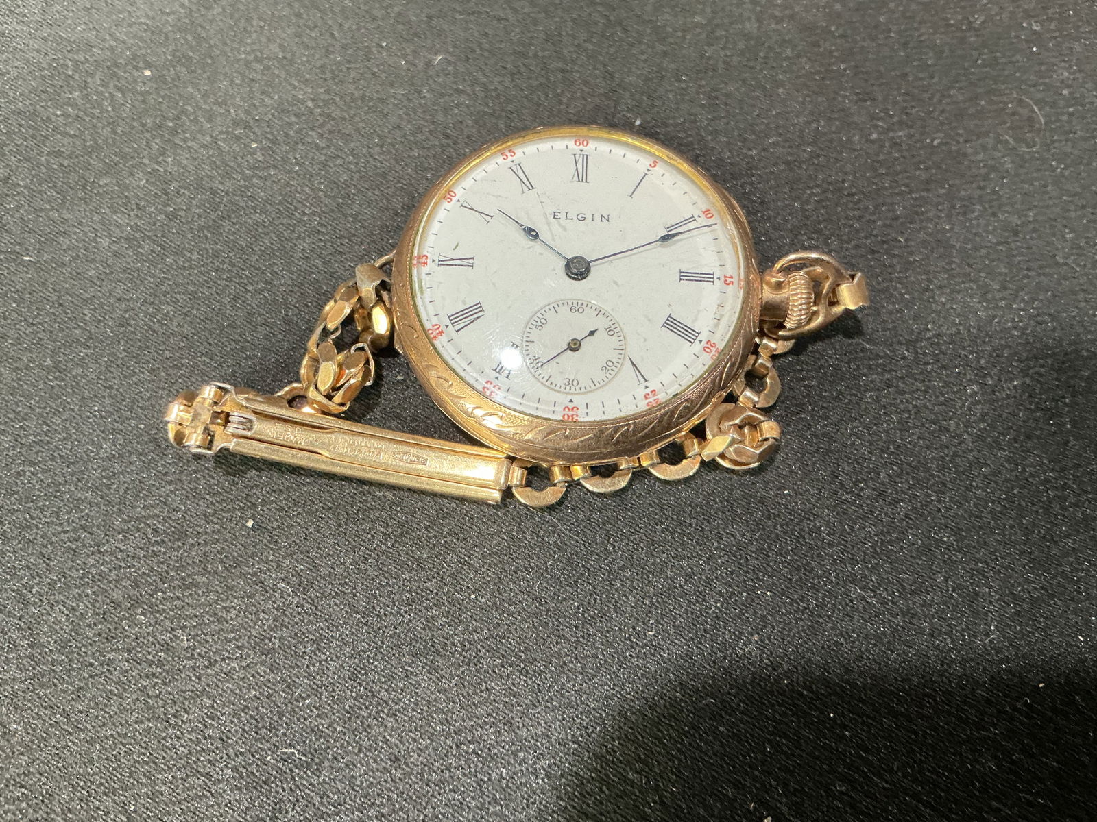 Elgin Open-Face Pocket Watch with Chain (1 of 2)