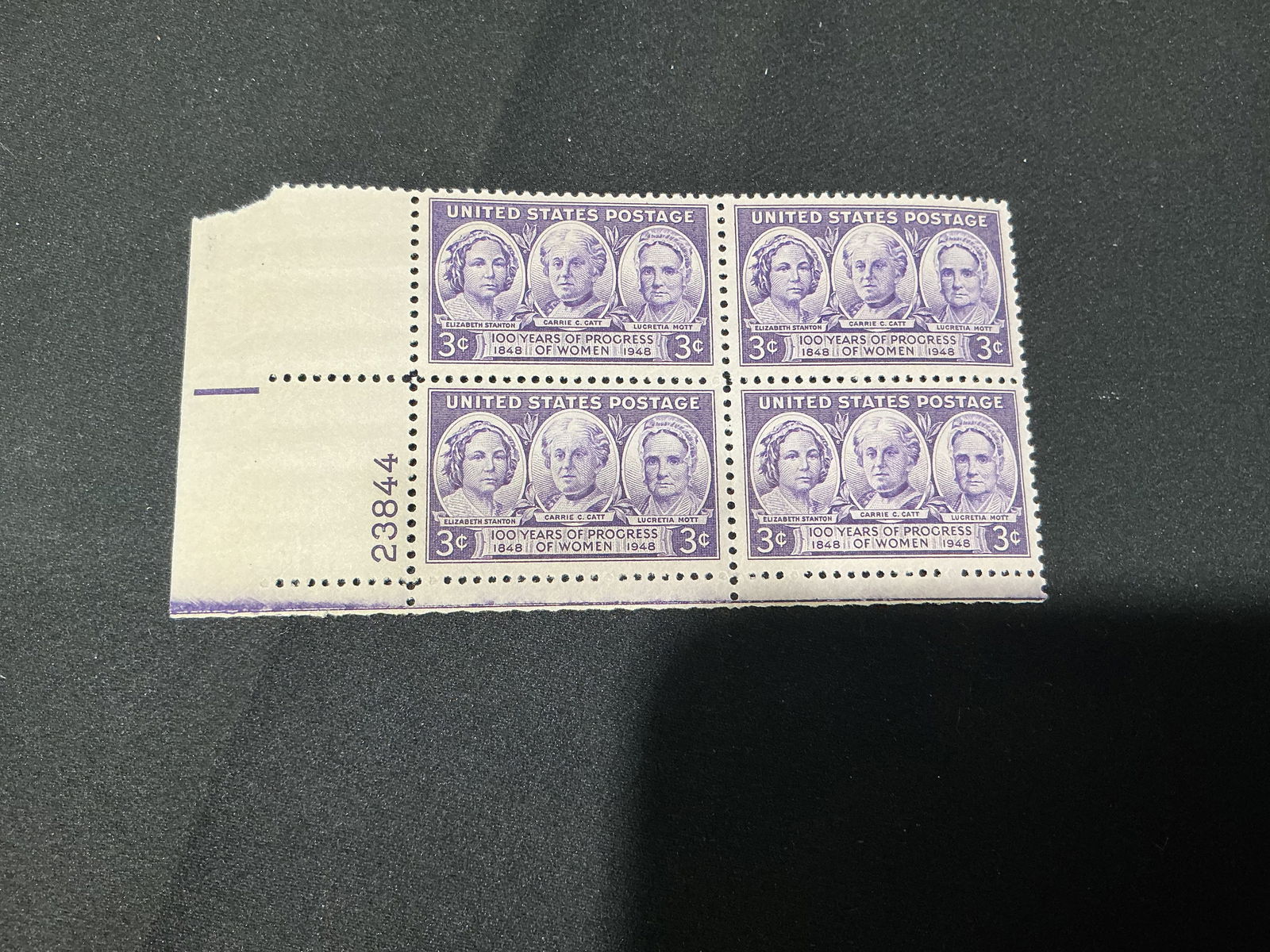 1948 U.S. 100 Years of Progress of Women 3 Stamp Block (1 of 1)