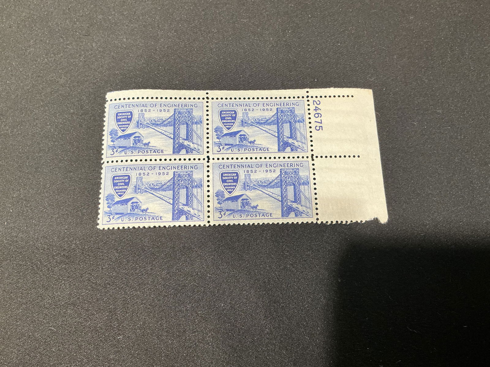 Centennial of Engineering 3 Stamp Block (1 of 1)