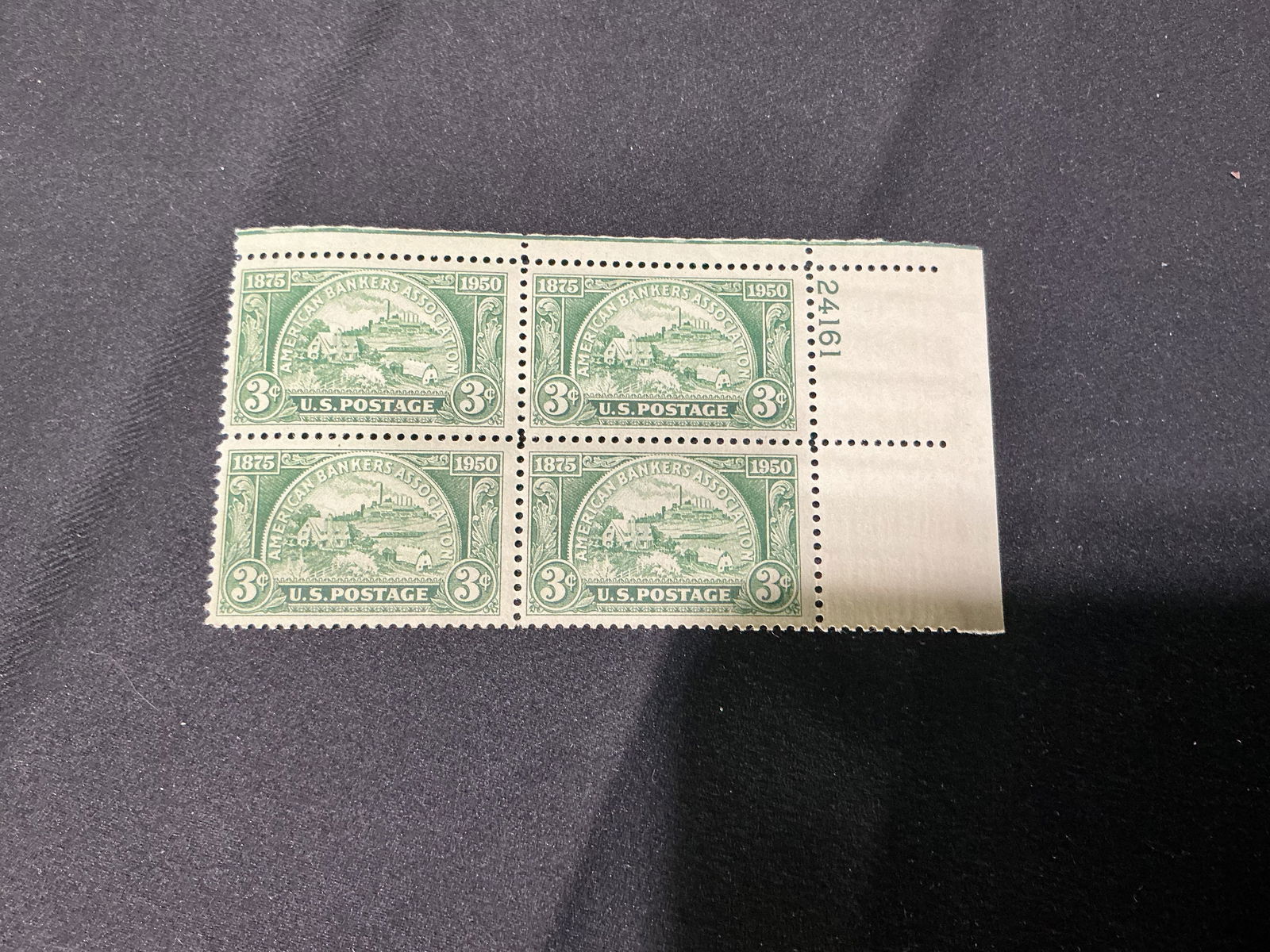 U.S. 3c American Bankers Association 1875-1950 plate block of 4 (1 of 1)