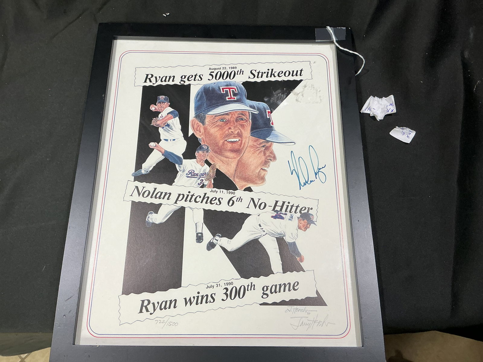 Nolan Ryan Signed Limited Edition Commemorative Print (#722/1500) (Framed) (1 of 1)