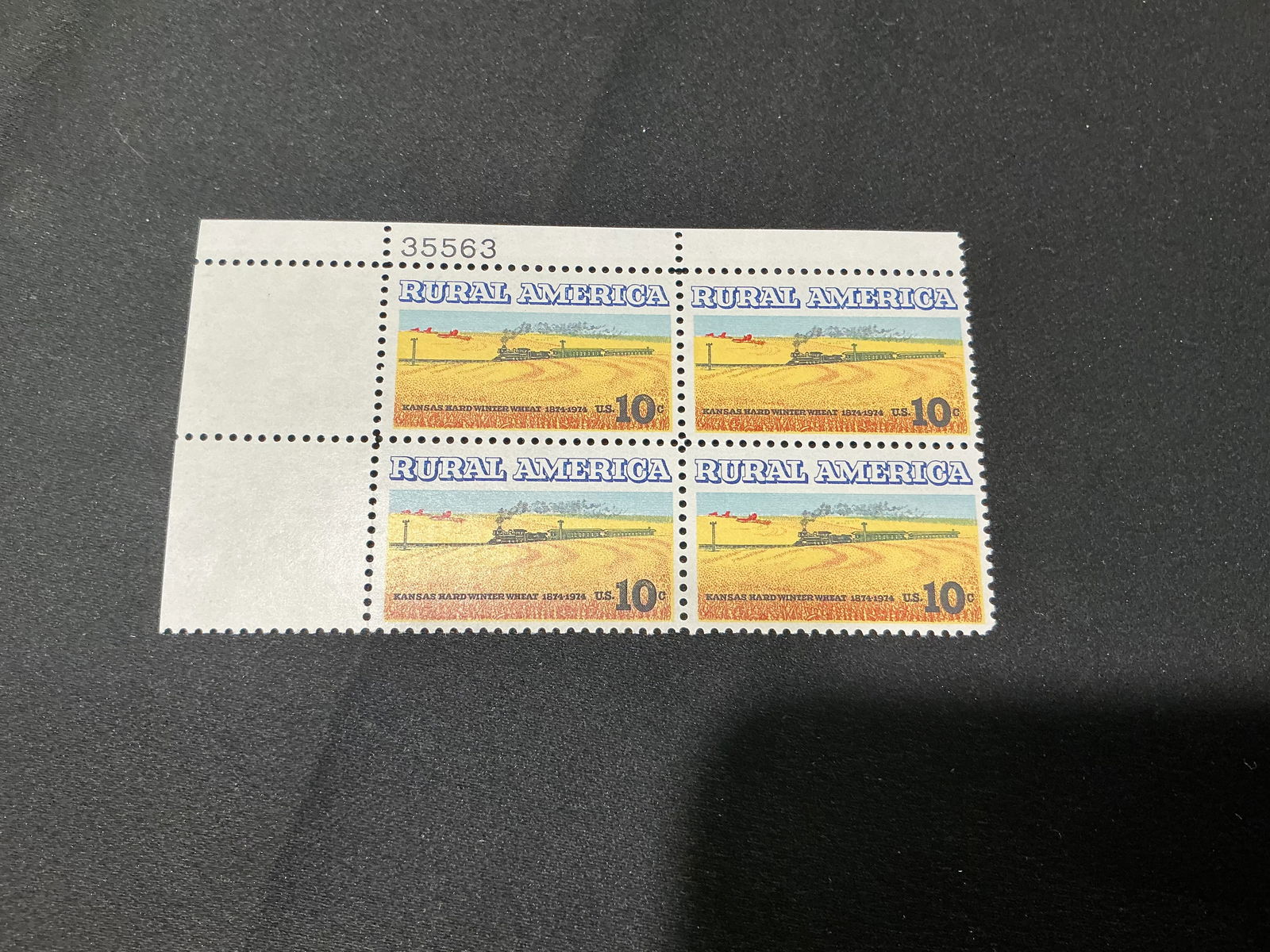 U.S. 10c Rural AmericaHard Winter Wheat Kansas plate block of 4 (1 of 1)