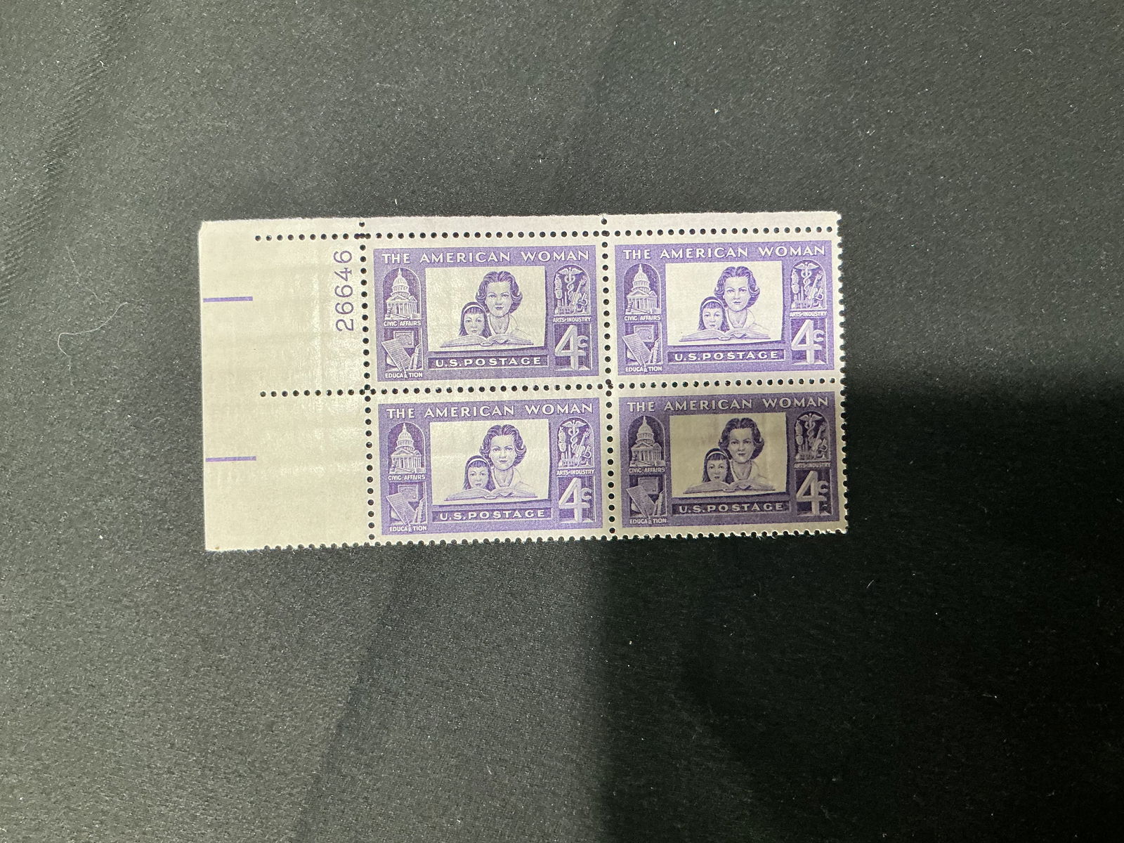 U.S. 4cThe American Woman plate block of 4 (plate no. 26646) (1 of 1)