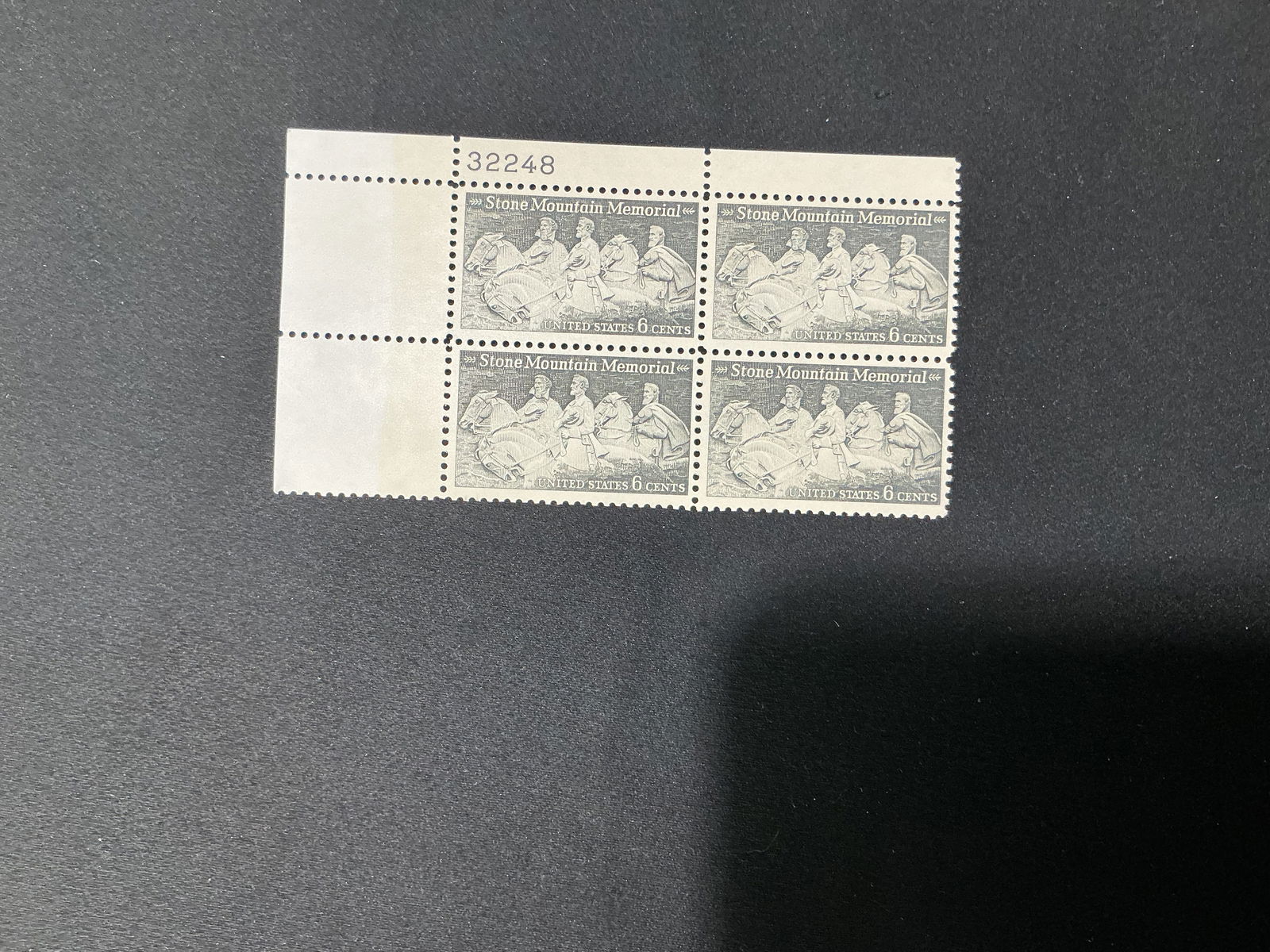 U.S. 6c Stone Mountain Memorial plate block of 4 (1 of 1)