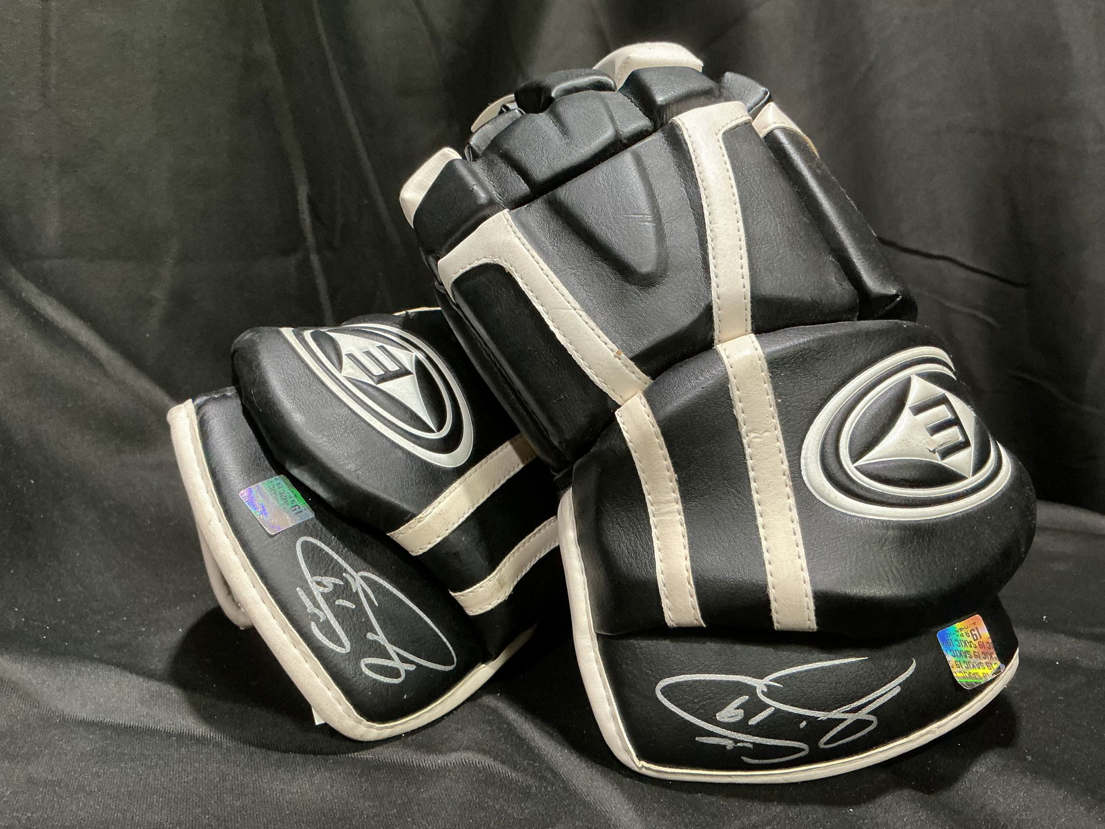 Sergei Gonchar Game-Used & Signed Easton Hockey Gloves; Pittsburgh Penguins: Authentic game-used Easton hockey gloves worn and signed by Sergei Gonchar, one of the NHL?s most accomplished defensemen and Stanley Cup Champion with the Pittsburgh Penguins. Each glove displays the