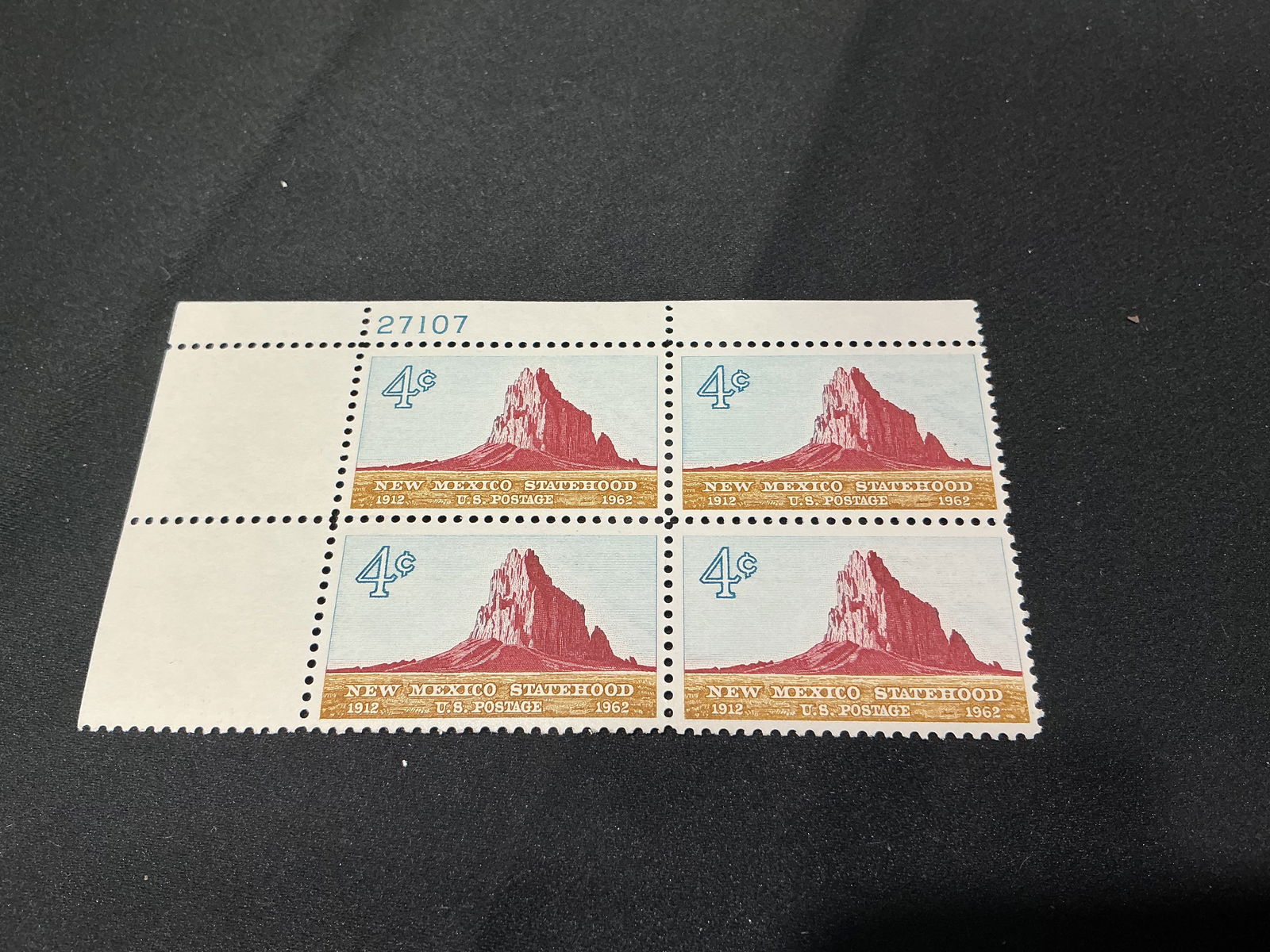 U.S. 4c New Mexico Statehood 1912-1962 plate block of 4 (1 of 1)
