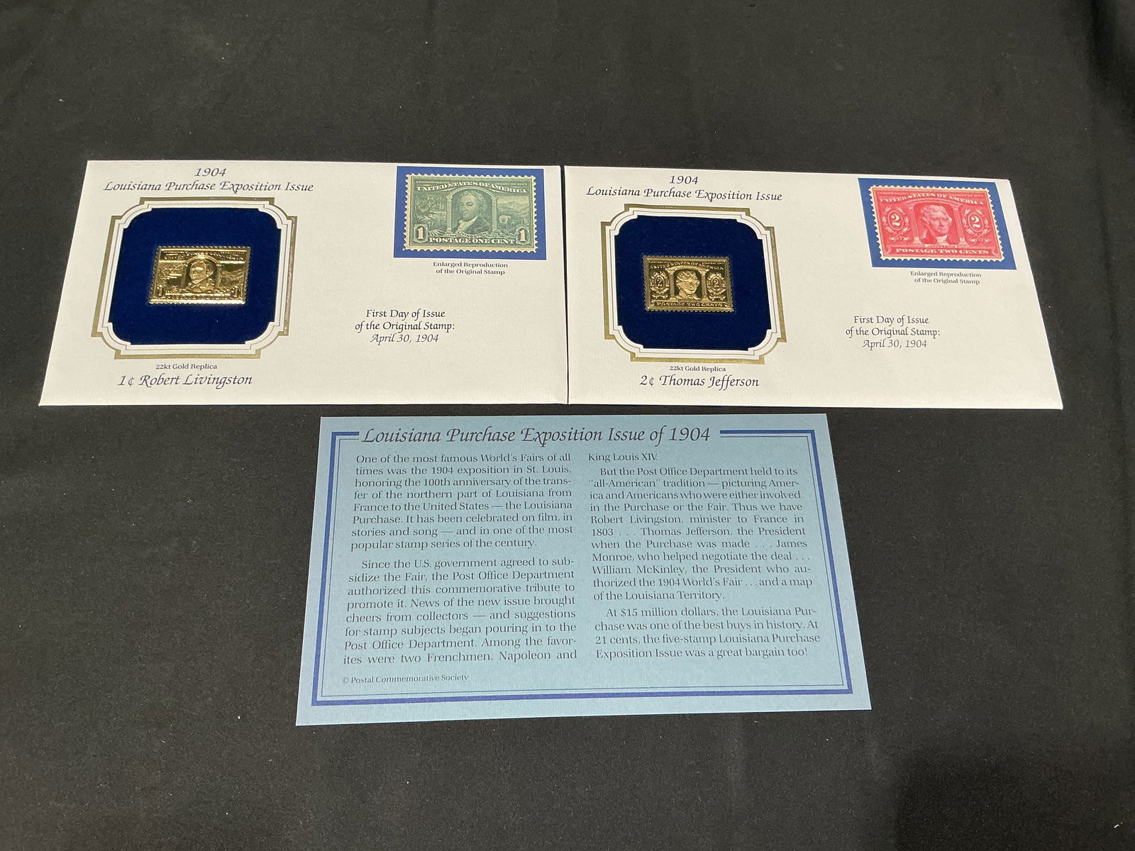 1904 Louisiana Purchase Exposition 22kt Gold Replica Pair Livingston Jefferson (1 of 1)