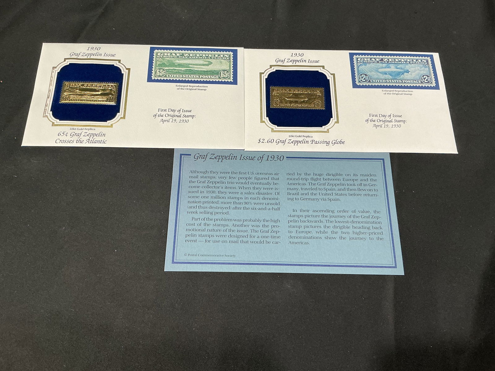 1930 Graf Zeppelin 22kt Gold Replica Pair 65c 2.60 (1 of 1)