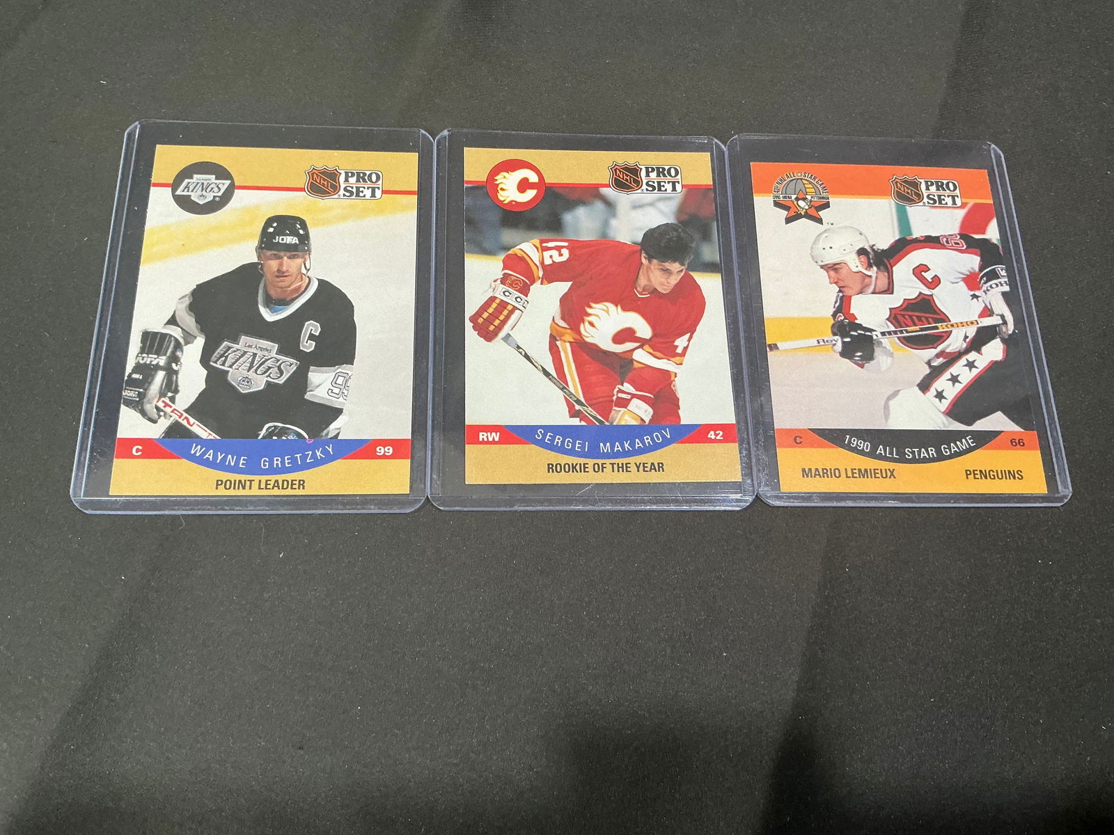 Wayne Gretzky Mario Lemieux and Sergei Makarov 1990 Pro Set Hockey Cards (1 of 2)