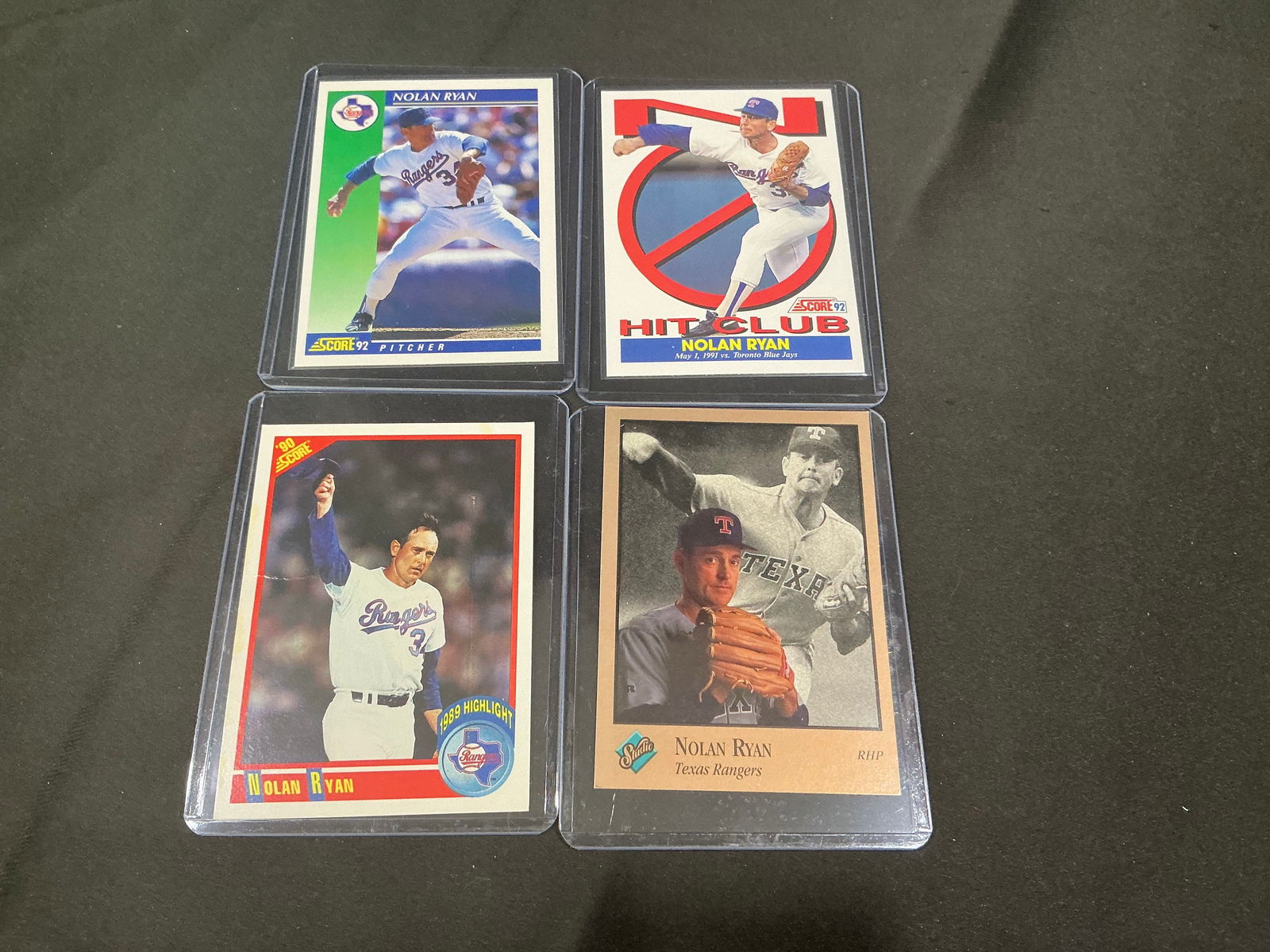 Four Nolan Ryan Texas Rangers Baseball Cards Assorted Score & Studio (1 of 2)