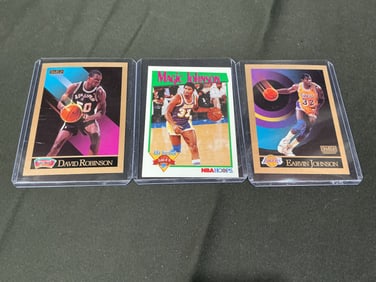 1990 SkyBox David Robinson and Magic Johnson Basketball Cards (3)