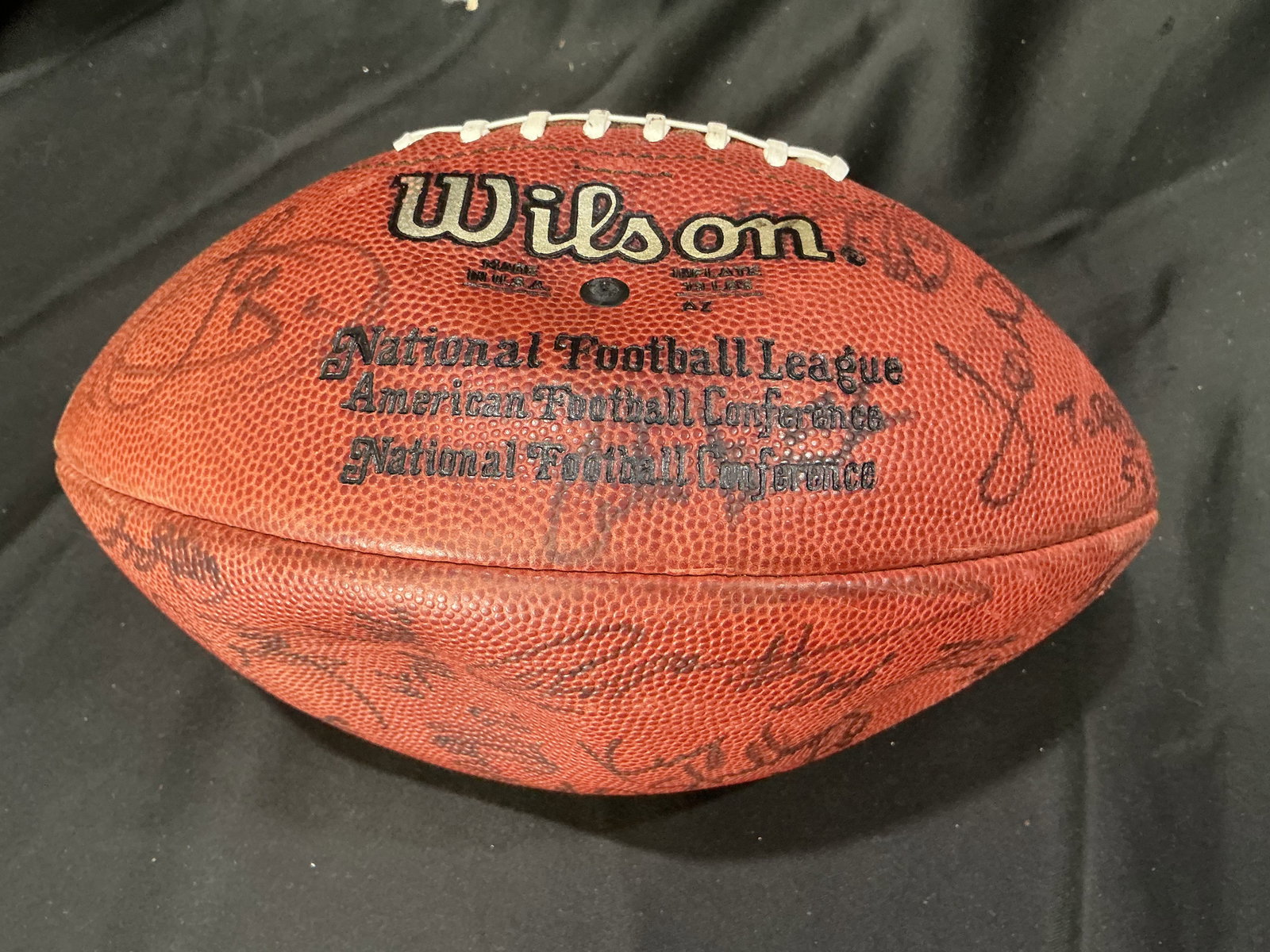Multi Signed Wilson NFL Football Vintage Autograph Ball: Offered once more as part of this curated run, this signed football helps deepen the sports-heavy continuation with the kind of team and autograph material bidders expect in a back-half memorabilia ru