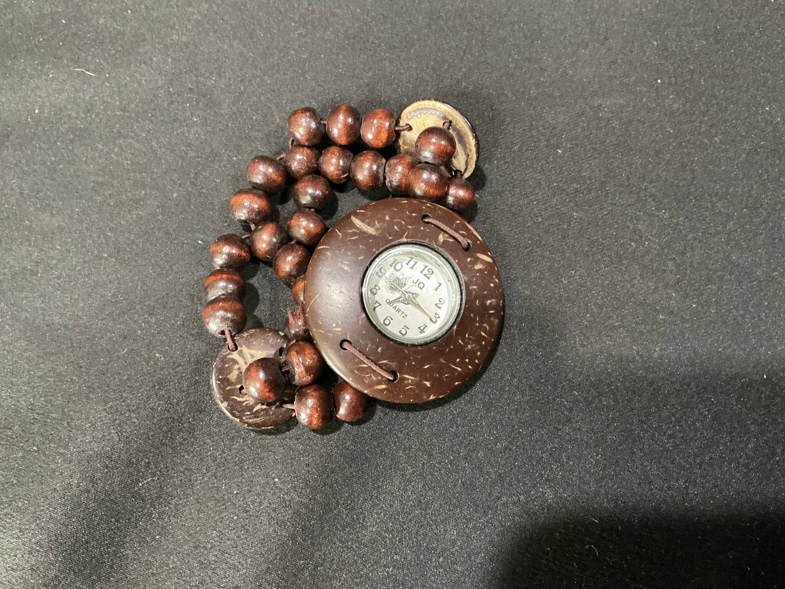 Coconut Shell Style Beaded Bracelet Wristwatch Quartz (1 of 2)