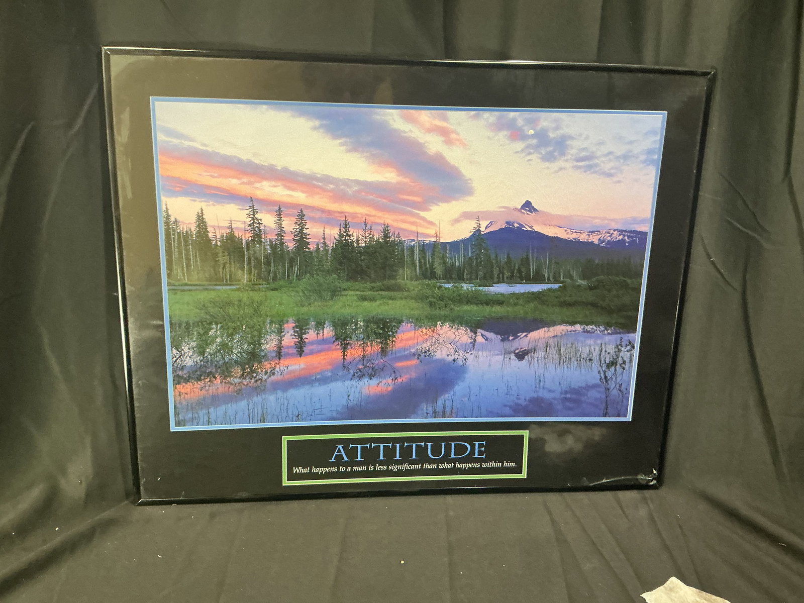 Framed 'Attitude' Mountain Landscape Motivational Poster Reflection Scene (1 of 2)