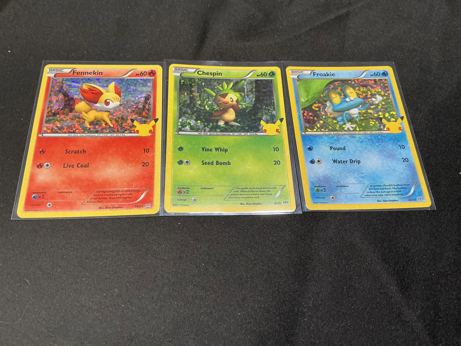 Collector Pokemon Cards McDonalds 25th Anniversary Holo Starter Lot Fennekin Chespin Froakie (1 of 1)
