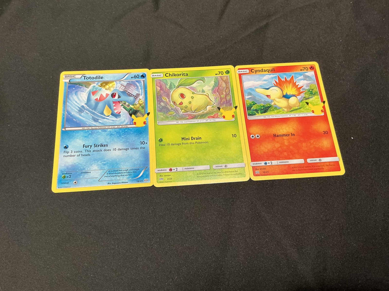 Assorted Pokemon Cards Johto Starter Trio Totodile Chikorita Cyndaquil: Seen before and watched closely—this round may be the one that closes. Previous opportunities have passed—strong interest expected as availability tightens. Offered once more in this sale. Another