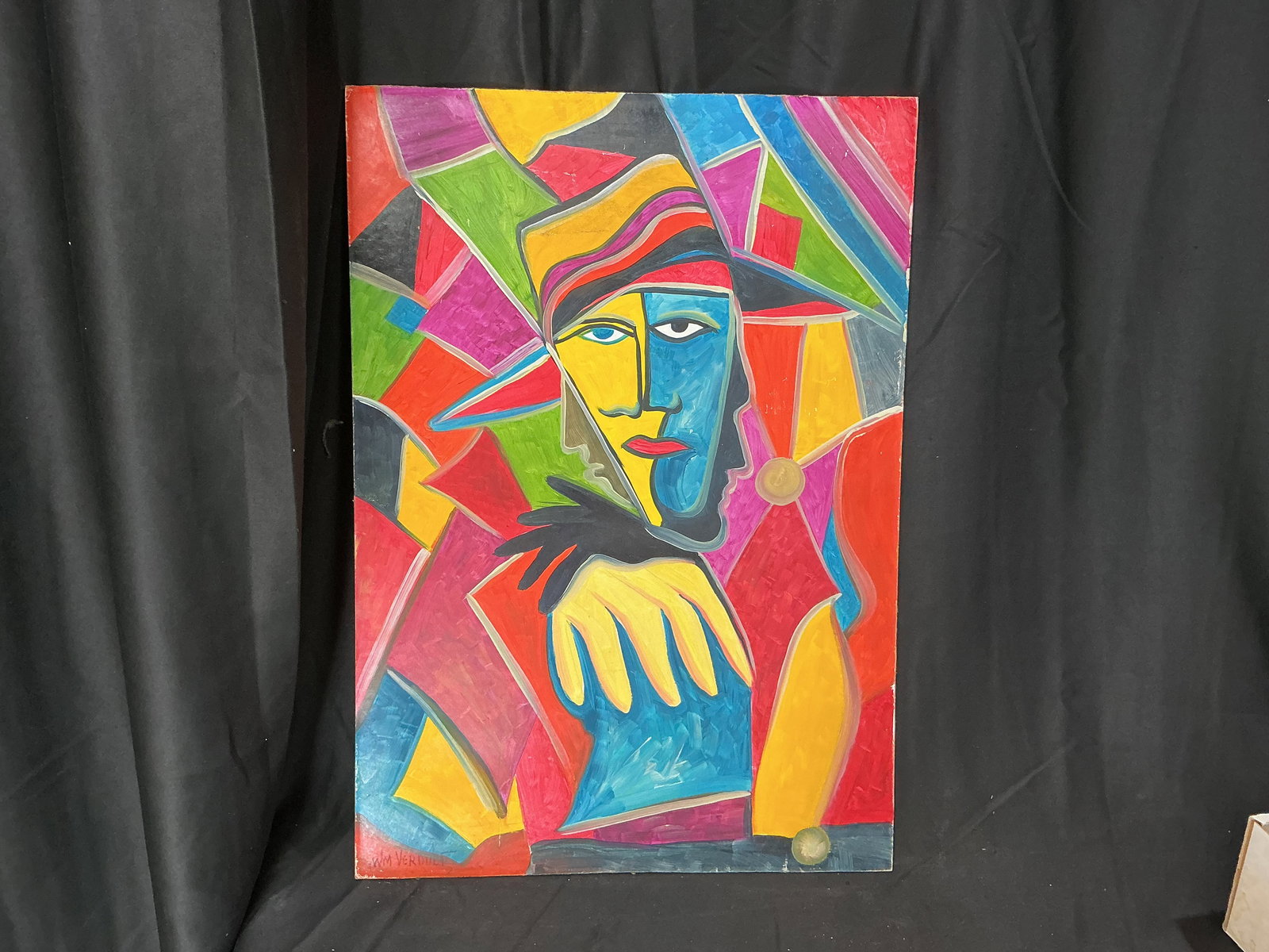 William Verdult Cubist Style Portrait Painting titled “reaching” (1 of 6)
