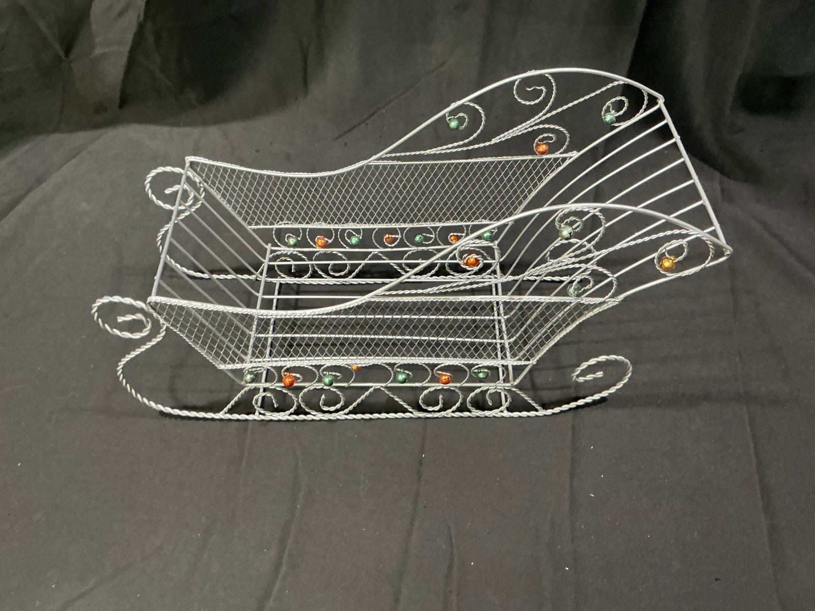 Vintage Wire Sleigh Form Holiday Display Basket Returning Offering (1 of 1)