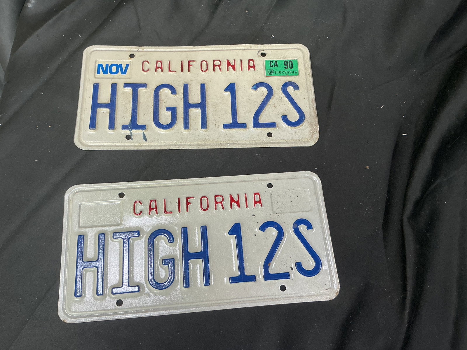 1990 California HIGH12S Vanity License Plate Pair (1 of 1)