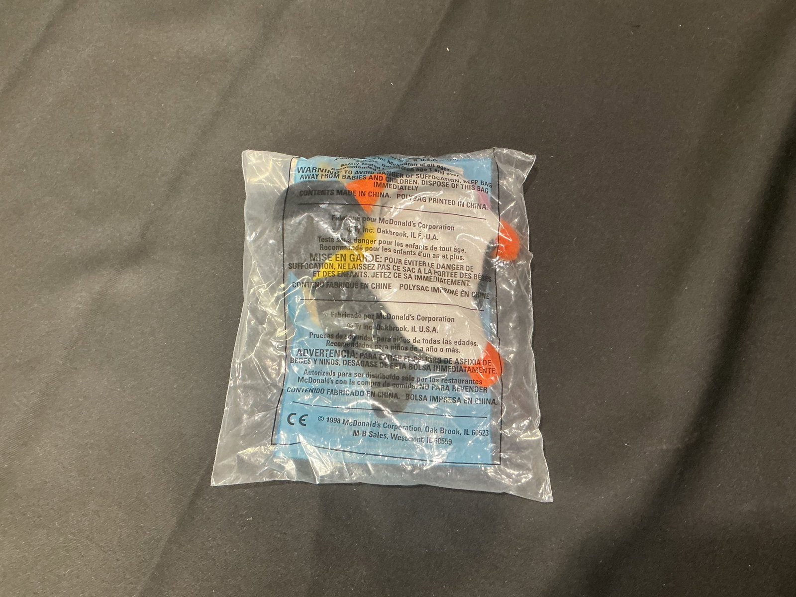 Sealed 1998 McDonalds TY Teenie Beanie Baby Waddle: Factory sealed 1998 McDonalds TY Teenie Beanie Baby Waddle promotional toy still sealed in original Happy Meal packaging. Vintage fast food collectible from the height of the Beanie Baby craze with br
