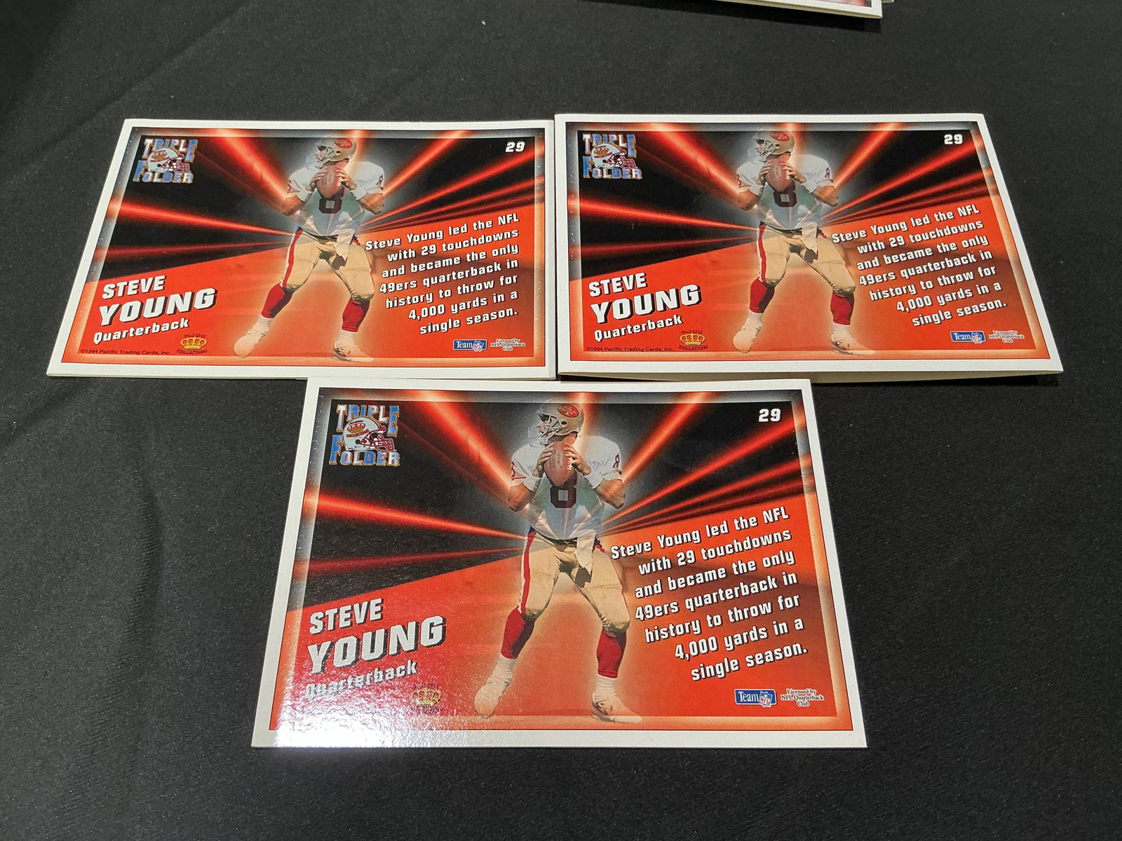 Steve Young Triple Folder Card Lot of 3 San Francisco 49ers (1 of 2)