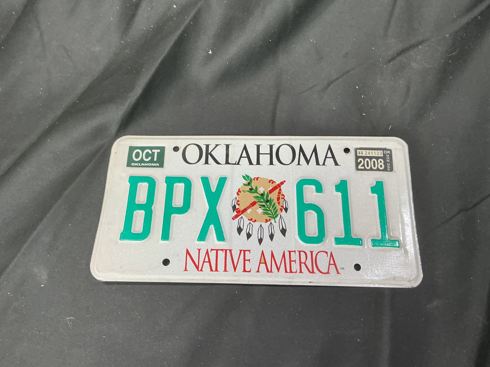 2008 Oklahoma Native America License Plate (1 of 1)