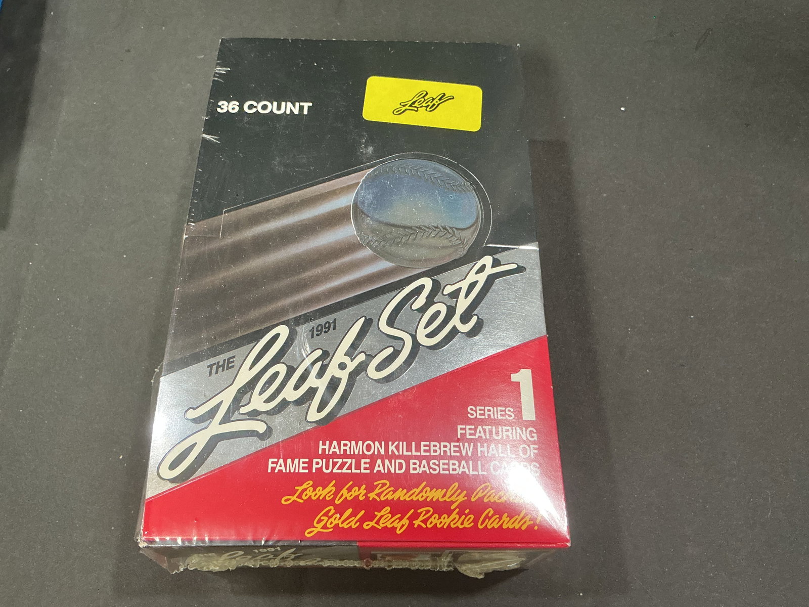 1991 Leaf Series 1 Baseball Factory Sealed 36 Count Box: Factory sealed 1991 Leaf Series 1 baseball card box containing 36 packs. Features the premium early 1990s Leaf release with stars, rookies, glossy card stock, and Hall of Fame talent throughout. Box