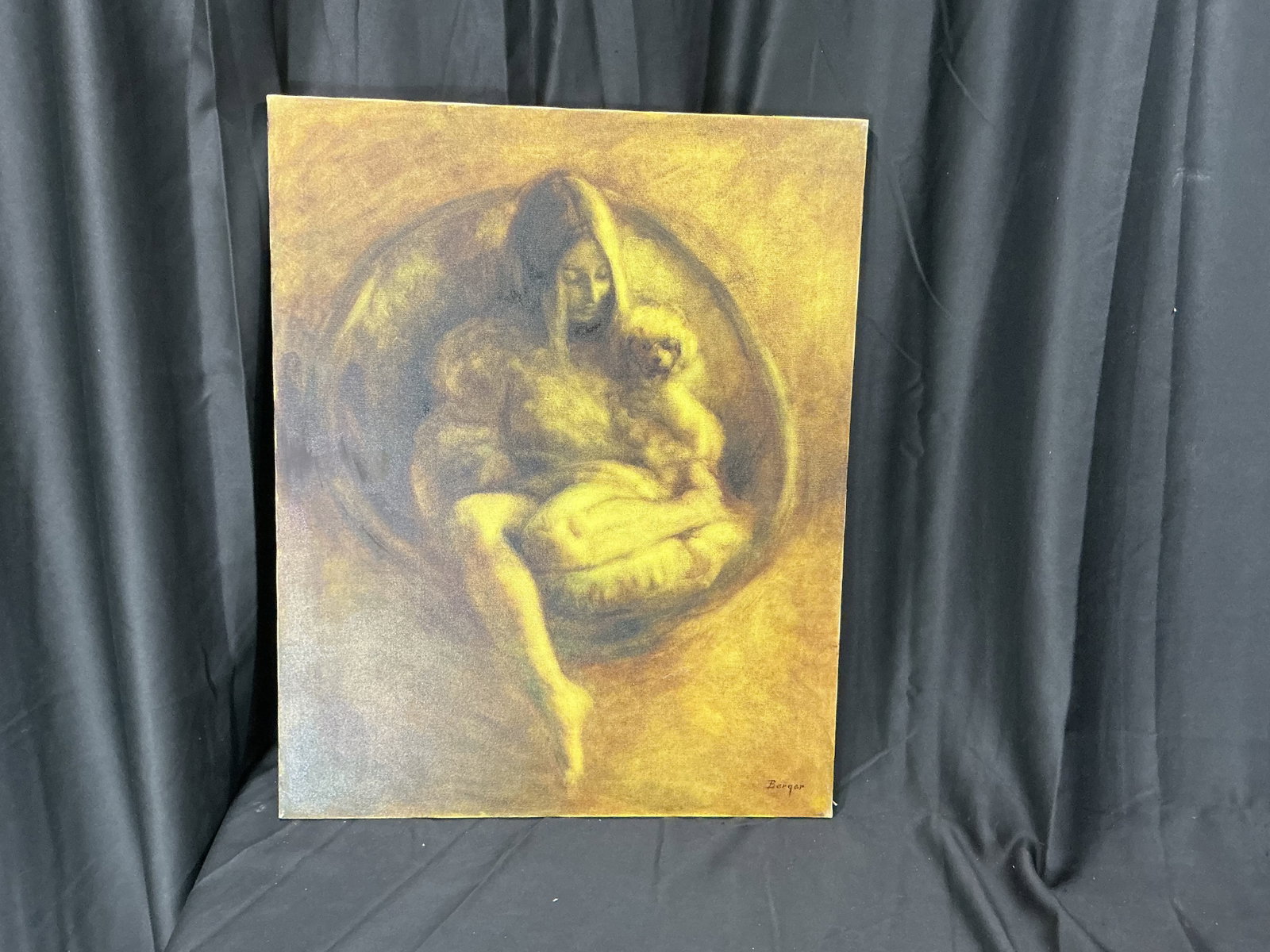 Berger Signed Seated Woman Figural Oil Painting on Canvas (1 of 4)