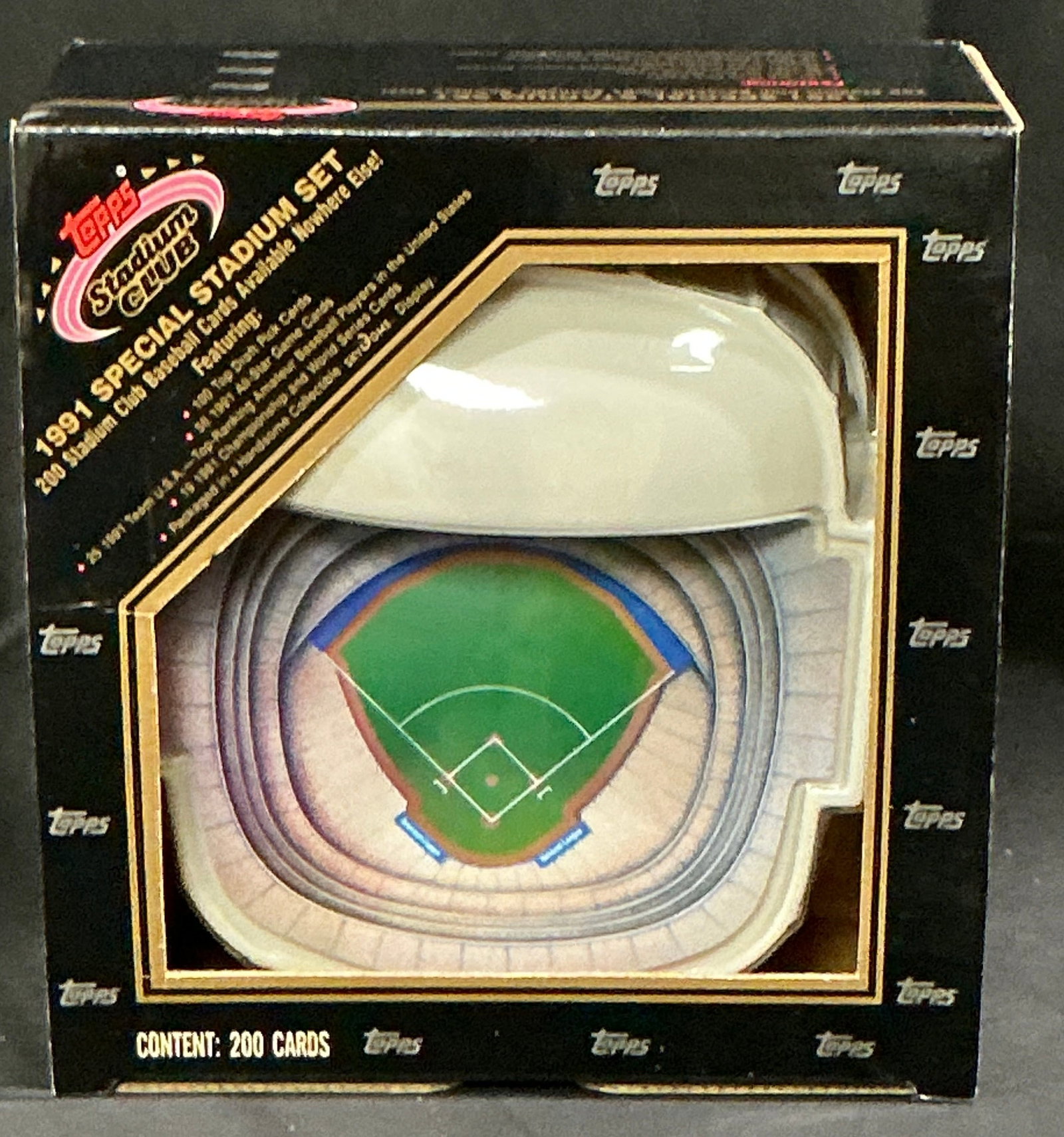 1991 Topps Stadium Club Special Set Sealed: Factory sealed 1991 Topps Stadium Club Special Stadium Set with 200 cards in collectible SkyDome display packaging. Includes Top Draft Picks, All-Star Game cards, Team USA players, and