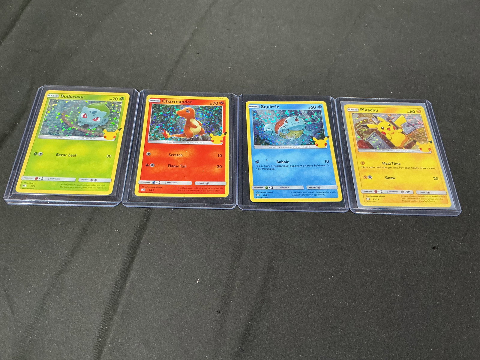 Pokemon Gen 1 Holos: Another chance to acquire this McDonalds Pokemon 25th Anniversary holo promo pairing featuring Pikachu, Squirtel, Bulbasaur and Charmander. Returning after prior appearances, this display-ready quad