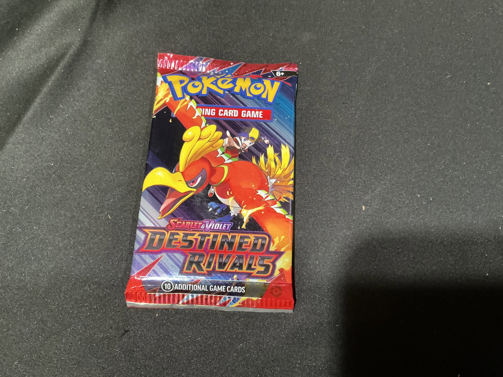 Destined Rivals Booster Pack: Sealed Pokemon Scarlet & Violet Destined Rivals booster pack featuring Ho-Oh artwork. A great pickup for collectors seeking modern sealed packs or an affordable addition to a larger Pokemon order.