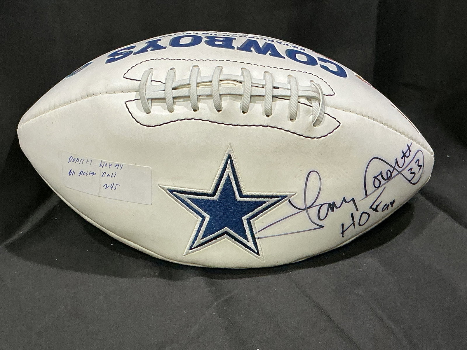 Tony Dorsett Signed Cowboys Football: First appearance in this auction and the first time this football has been offered by us in quite a while, this official Dallas Cowboys football is personally signed by Hall of Fame running back Tony