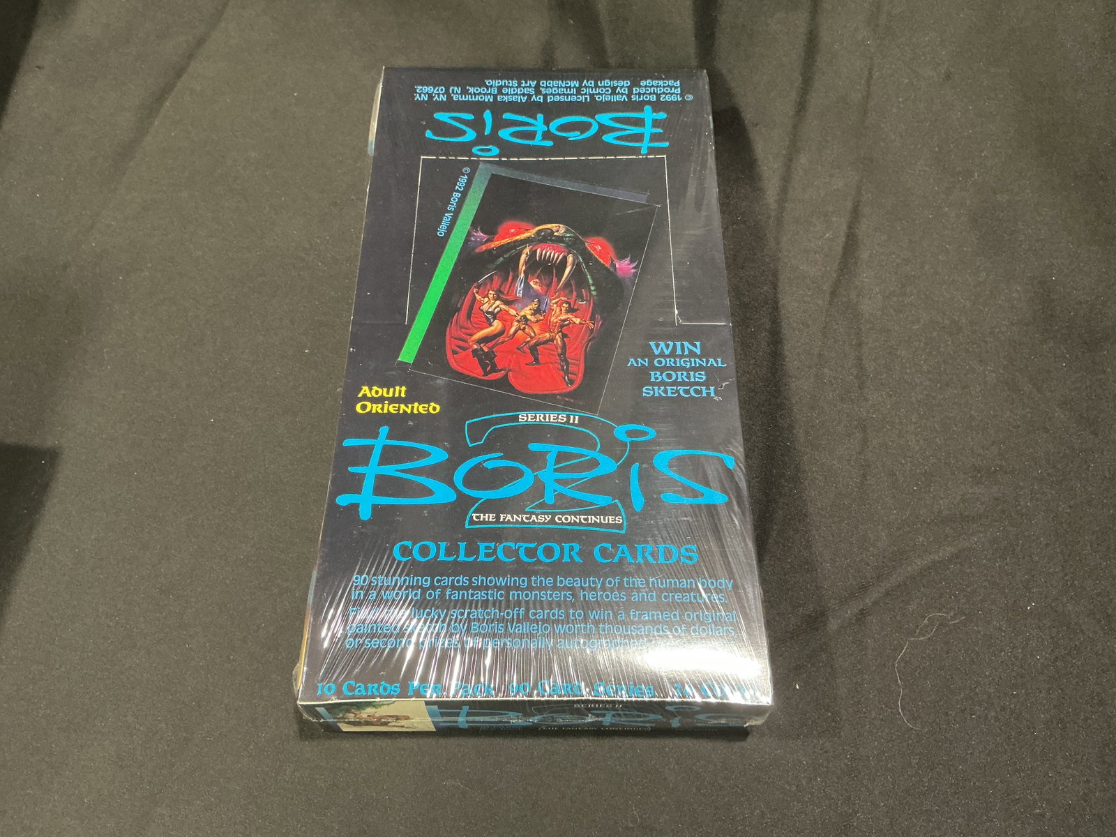 1992 Boris Series II Card Box: Back again after a successful sale in our previous auction, this factory sealed 1992 Boris Vallejo 'Boris' Series II collector card box by Comic Images contains 36 unopened packs with 10 cards per