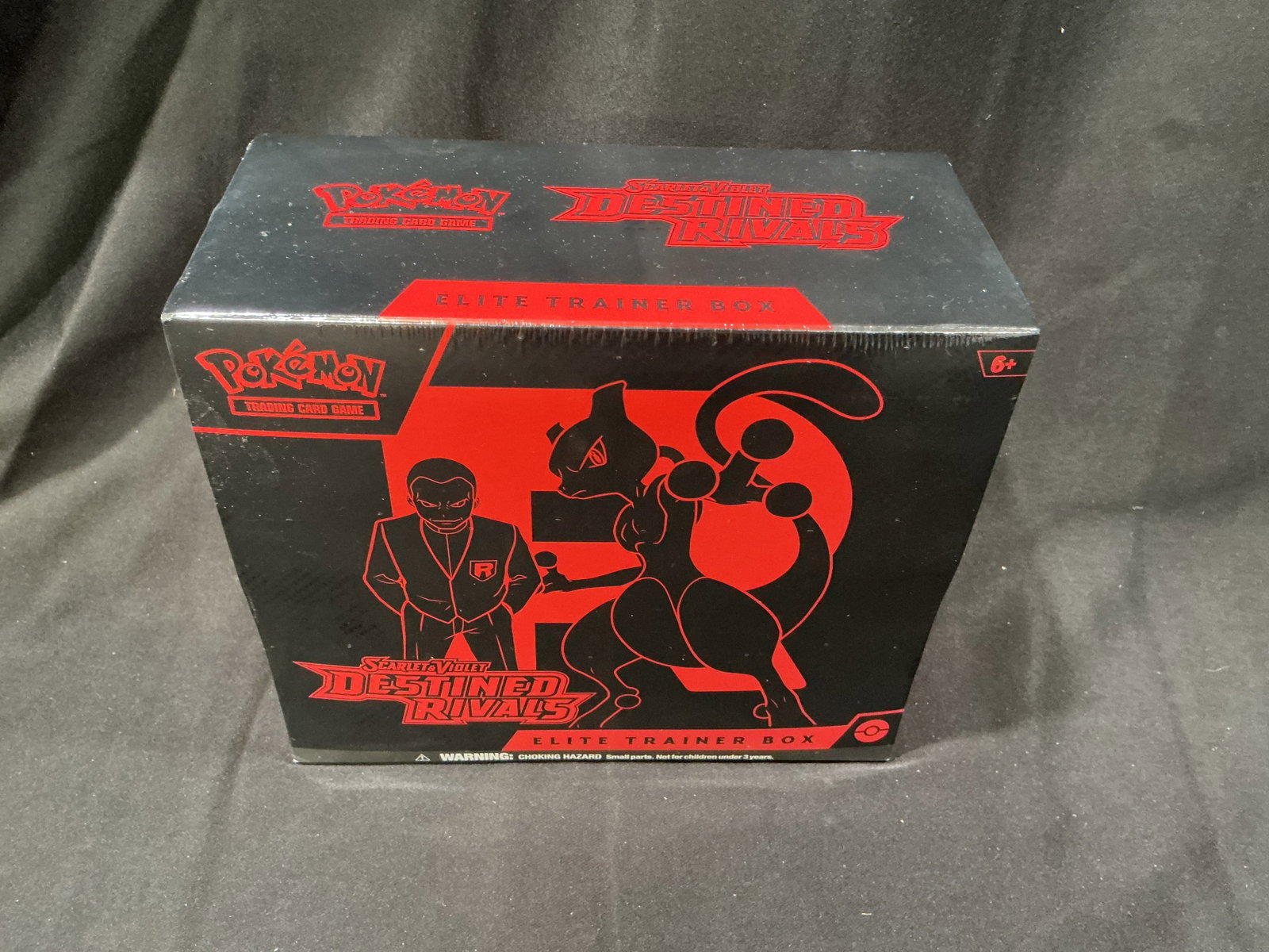 Destined Rivals ETB Team Rocket Mewtwo: Back again, this factory sealed Pokemon Scarlet & Violet Destined Rivals Elite Trainer Box features Team Rocket's Mewtwo artwork with its striking black-and-red presentation. This is our one and only