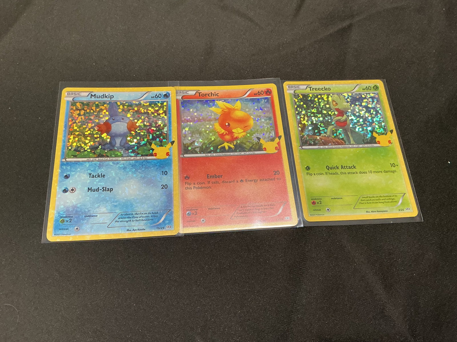 Hoenn Starters Holo Card Trio: Making its first appearance in this auction, this holographic Pokemon McDonald's 25th Anniversary trio brings together the complete Hoenn starter lineup of Mudkip, Torchic, and Treecko. A colorful