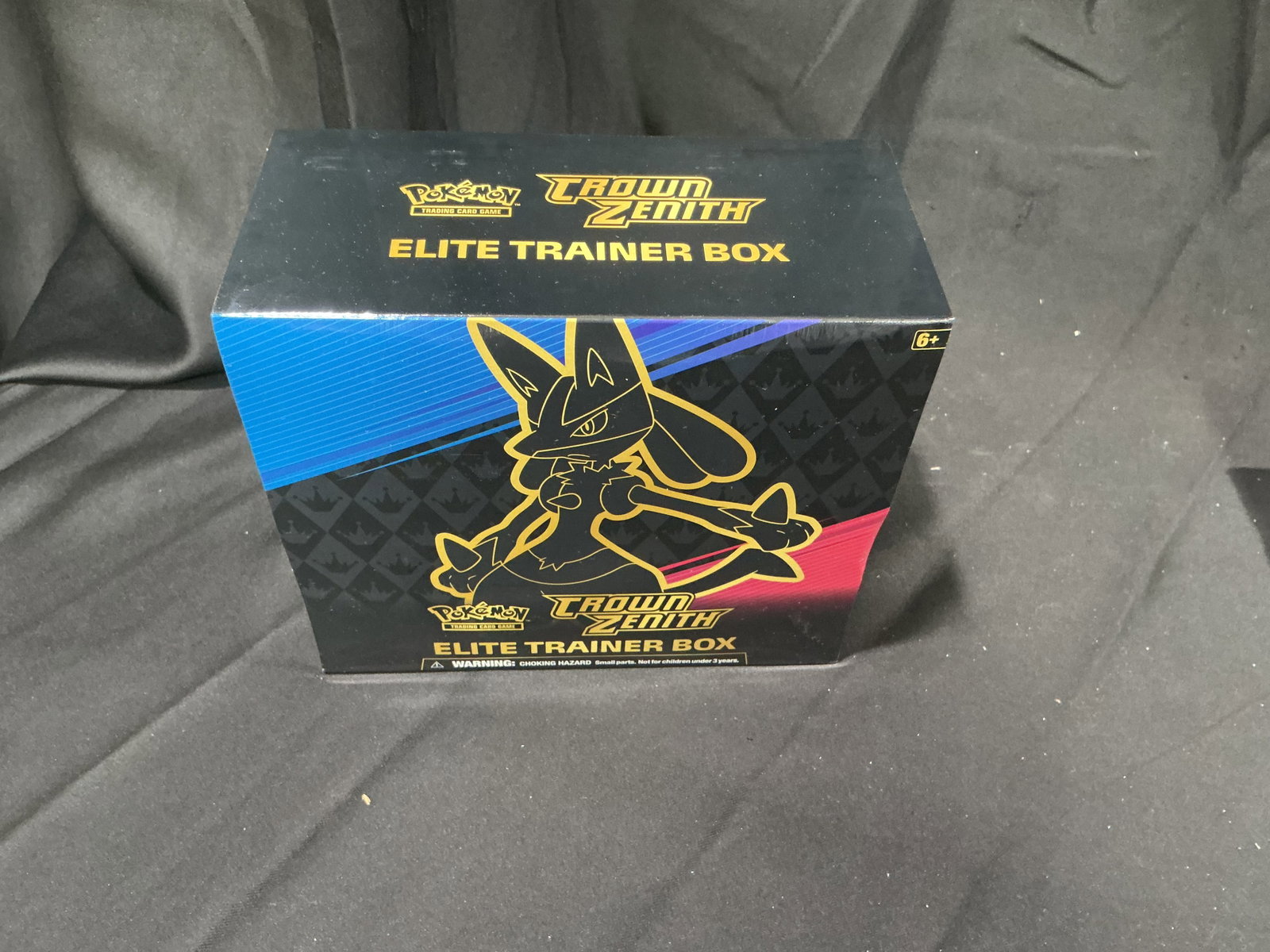 Pokemon Crown Zenith ETB Sealed: Drawing another opportunity after a prior appearance that attracted strong viewing interest, this factory sealed Pokemon Crown Zenith Elite Trainer Box features Lucario artwork and one of the most pop