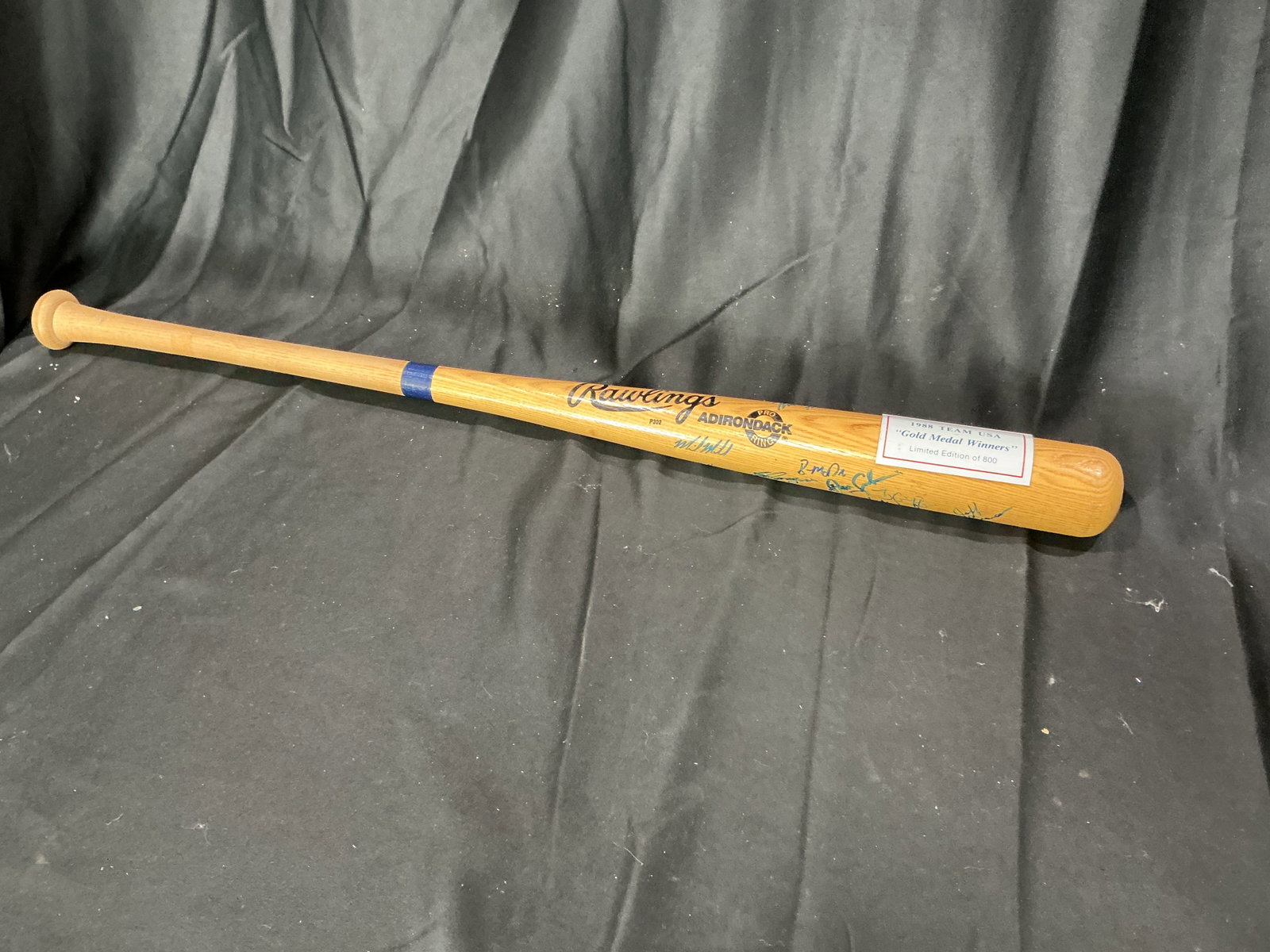 1988 USA Gold Medal Team Signed Baseball Bat: Returning for another opportunity, this commemorative Adirondack Rawlings wooden baseball bat honors the 1988 Team USA Gold Medal Winners. Produced as a limited edition of 800, the bat features multip