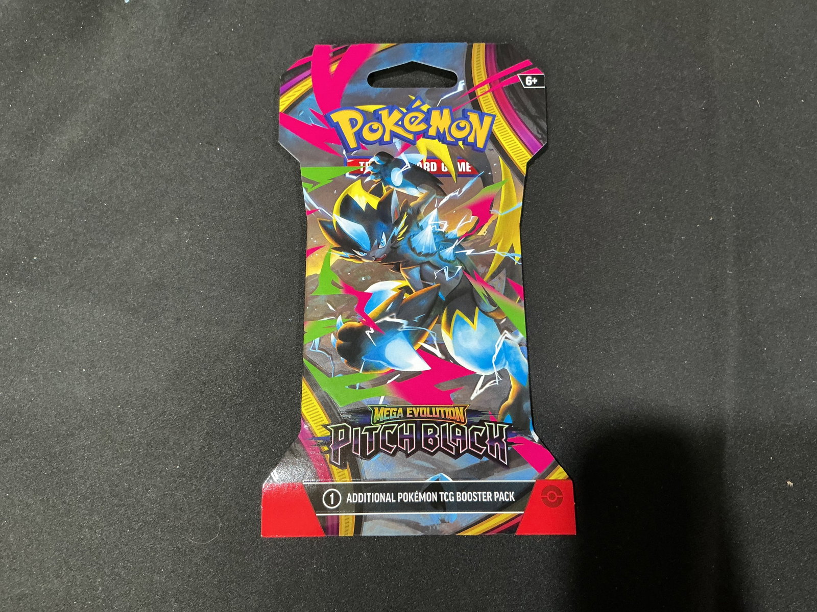 Pokemon Pitch Black Mega Zeraora Booster Pack: Making another appearance, this Pokemon Mega Evolution Pitch Black sleeved booster pack features Mega Zeraora artwork on the outer packaging and contains one additional Pokemon TCG booster pack. A com
