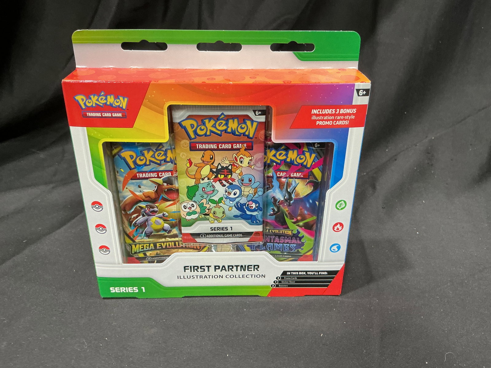 First Partner Pokemon Series 1 Mega Kangaskhan & Mega Charizard: Another opportunity to pick up this sealed Pokemon First Partner Illustration Collection Series 1, containing three illustration rare-style promo cards, three booster packs, and a sticker sheet