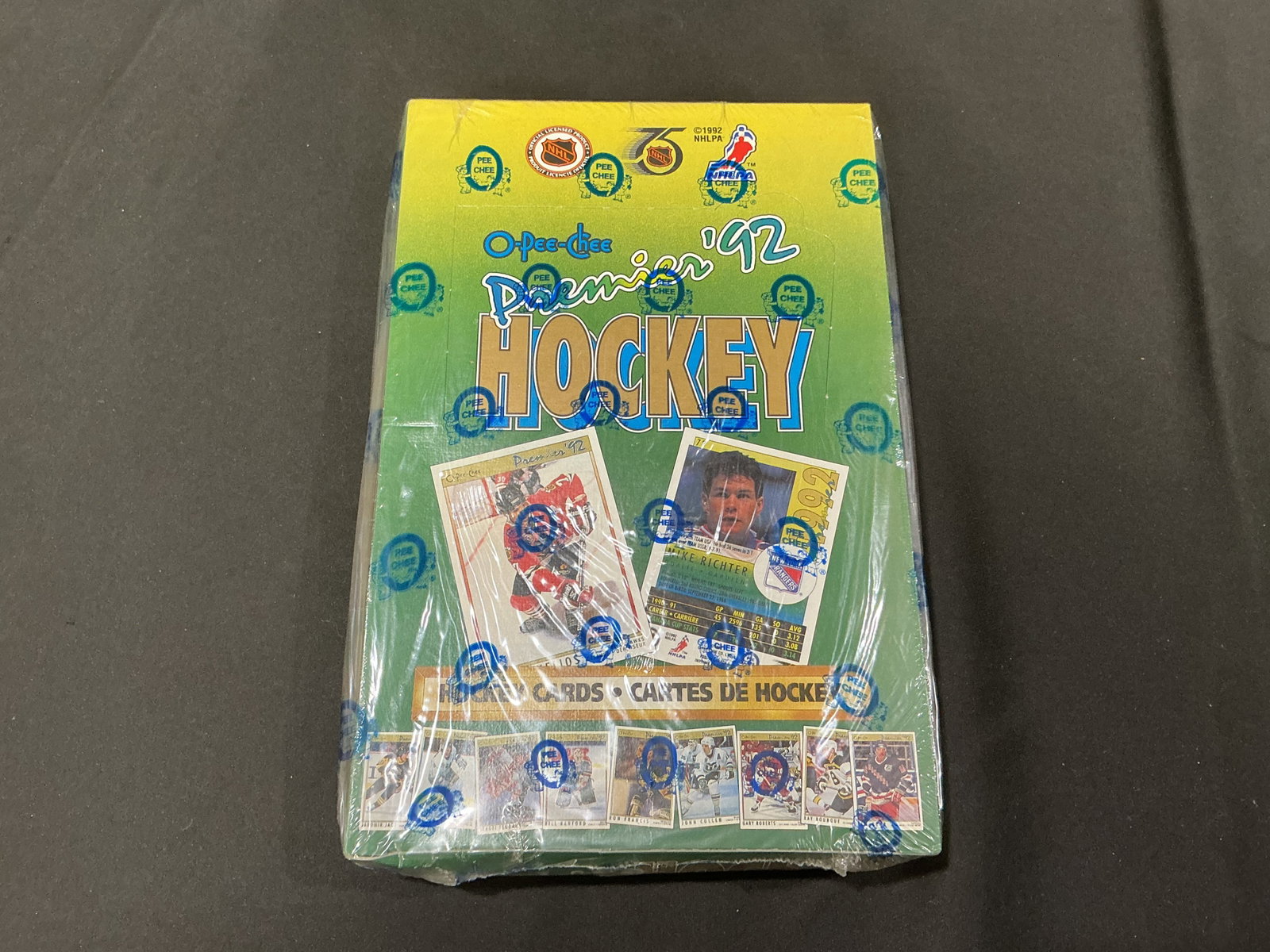 1992 O-Pee-Chee Premier NHL Sealed Wax Box: Making another appearance for hockey collectors, this 1992 O-Pee-Chee Premier NHL sealed wax box comes from a premium-feeling early-1990s hockey release with strong collector crossover appeal. The