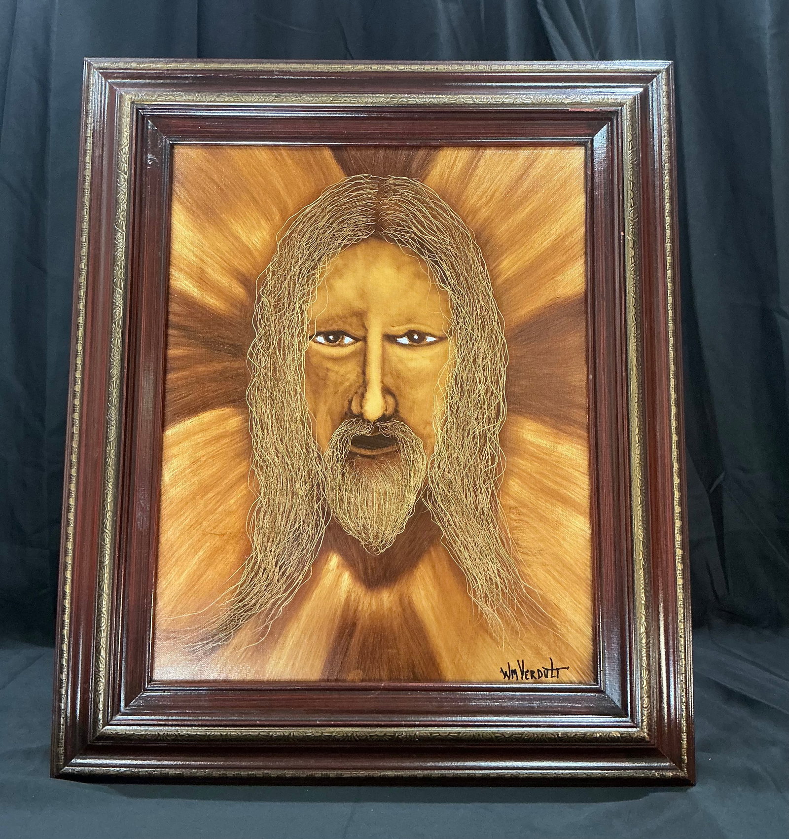 William Verdult 'Jesus' Original Oil Painting: Offered once again, this original William Verdult oil on canvas depicts a radiant image of Jesus in a striking religious composition. Verdult's expressive handling of color and light gives the work a 