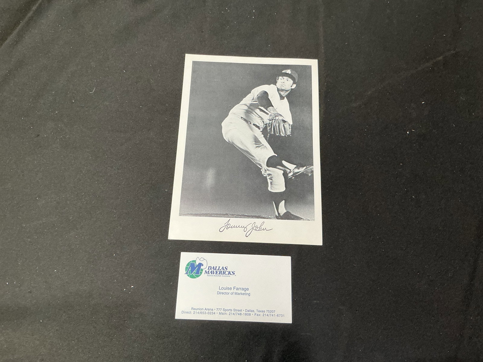 Johnny John Dodgers Pitching Photograph Print: Another baseball piece from the collection of Louise Farrage, former Director of Marketing for the Dallas Mavericks at Reunion Arena, this black-and-white photographic print depicts a Los Angeles Dodg
