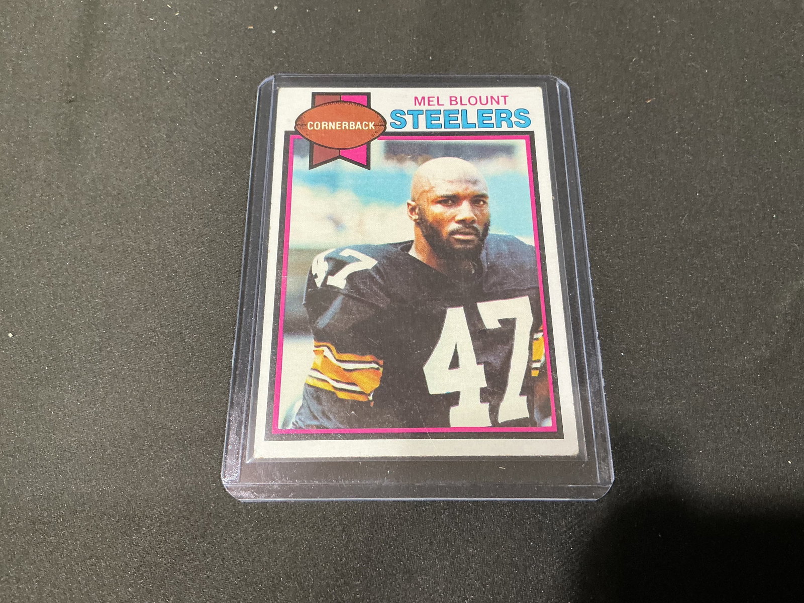 1979 Topps Mel Blount Steelers #275 Hall of Fame: Making its first appearance, this 1979 Topps football card #275 features Pittsburgh Steelers cornerback Mel Blount, one of the defining defensive players of the Steelers' 1970s dynasty. Blount earned 