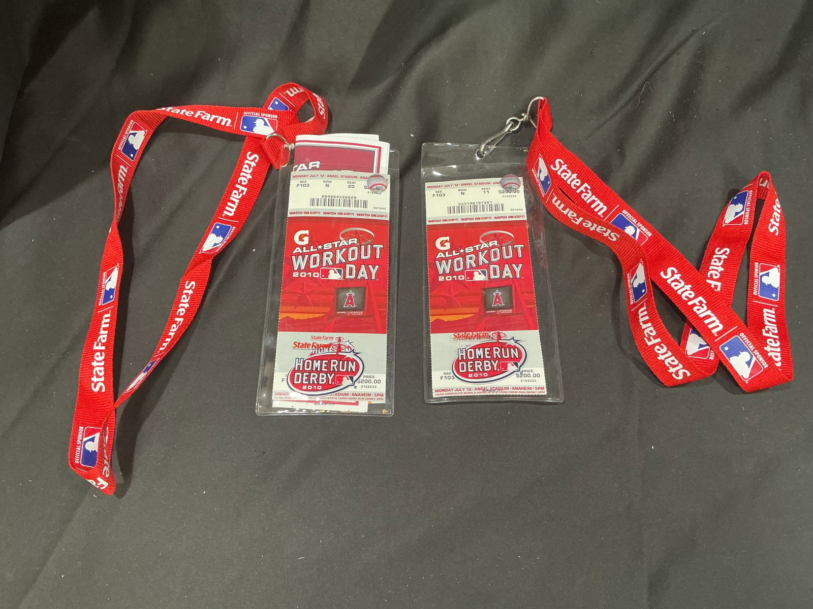 Pair 2010 MLB Home Run Derby Tickets State Farm Lanyards (1 of 2)