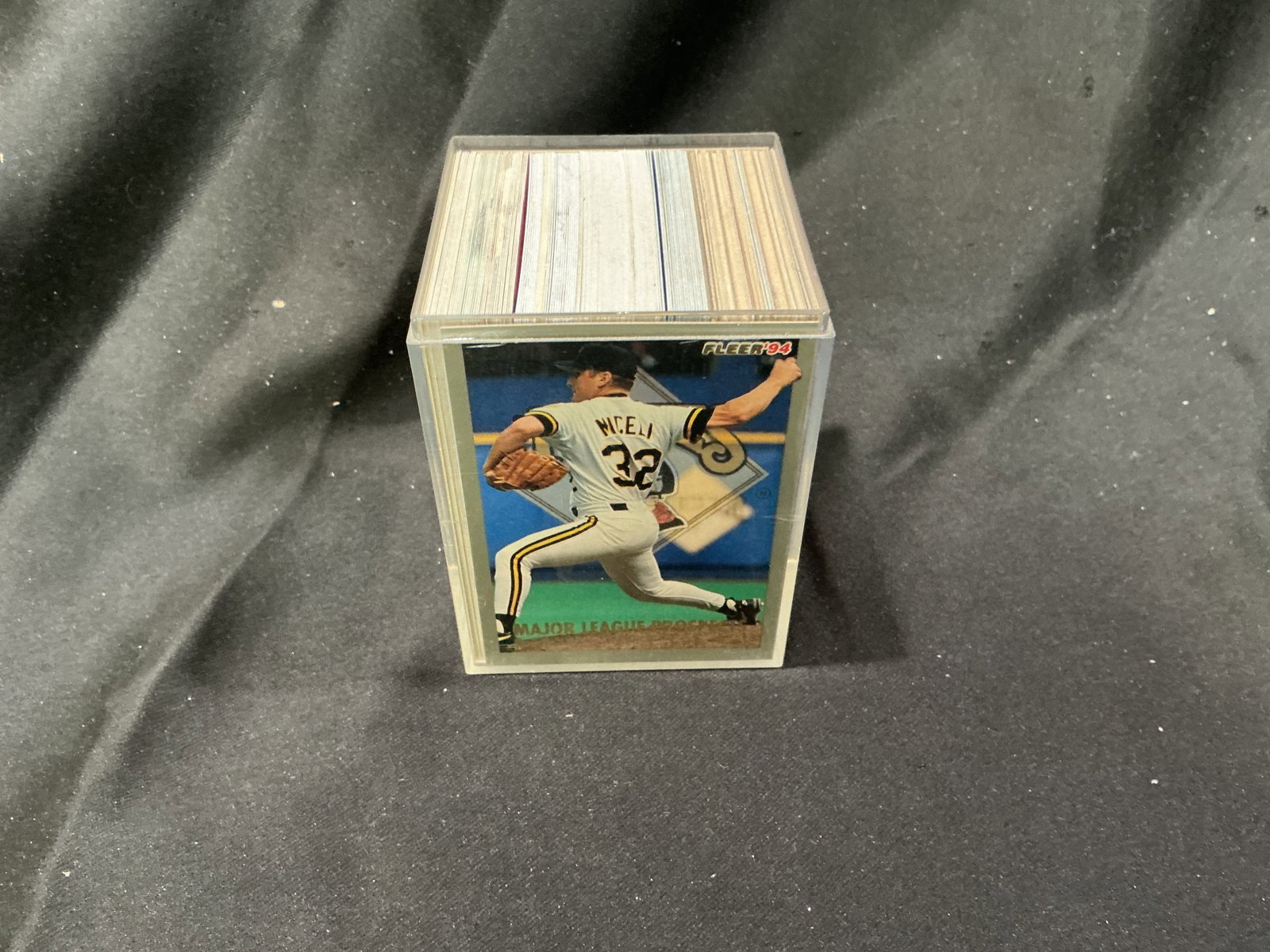 1990s Baseball Card Collection in Acrylic Box: Making its auction debut, this substantial collection of 1990s baseball cards fills a clear acrylic storage box and includes cards from multiple manufacturers and releases. Visible examples include