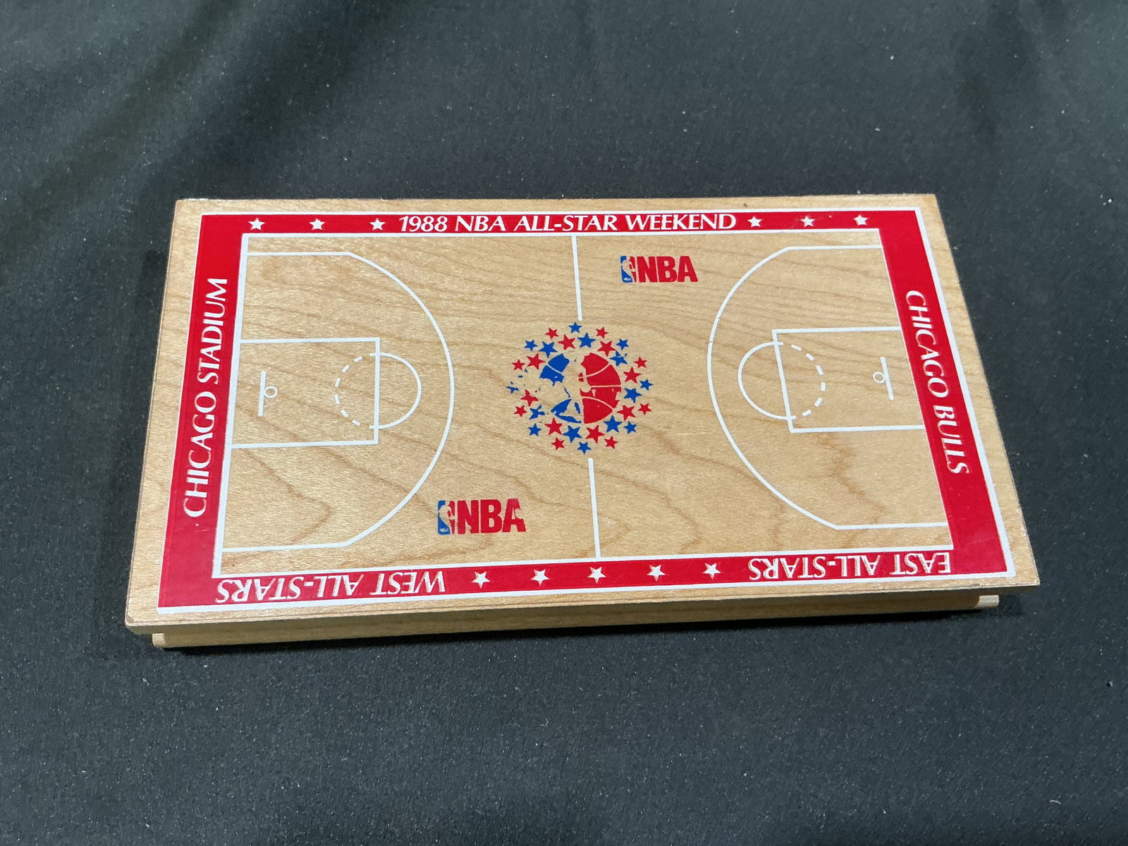1988 NBA All-Star Weekend Horner Hardwood Court Plaque: Featured here for the first time, this hardwood commemorative plaque depicts the court from the 1988 NBA All-Star Weekend at Chicago Stadium, with Chicago Bulls, East All-Stars, West All-Stars and